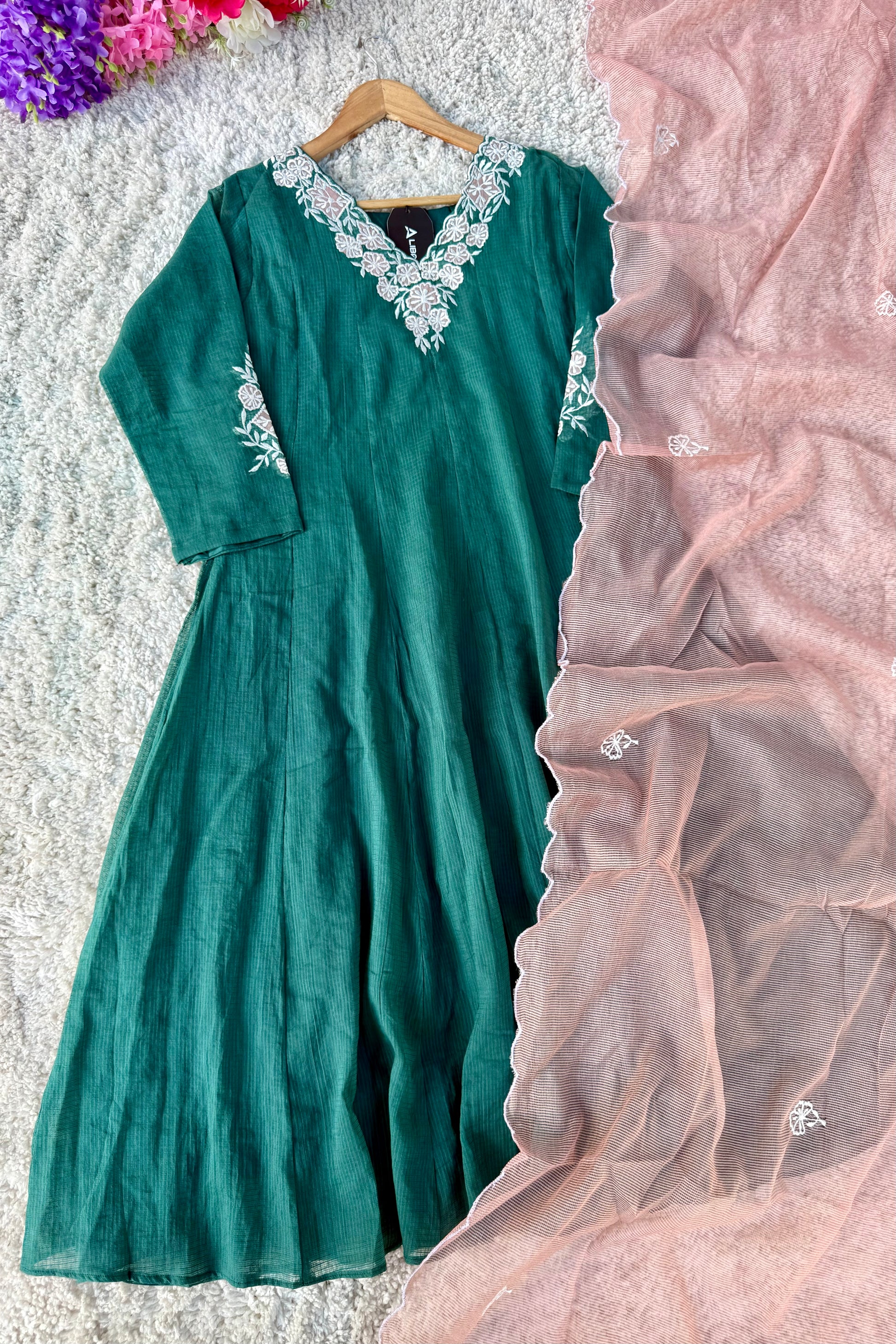 ✨AZ02- Beautiful Kota Embroidered A Line Kurta set