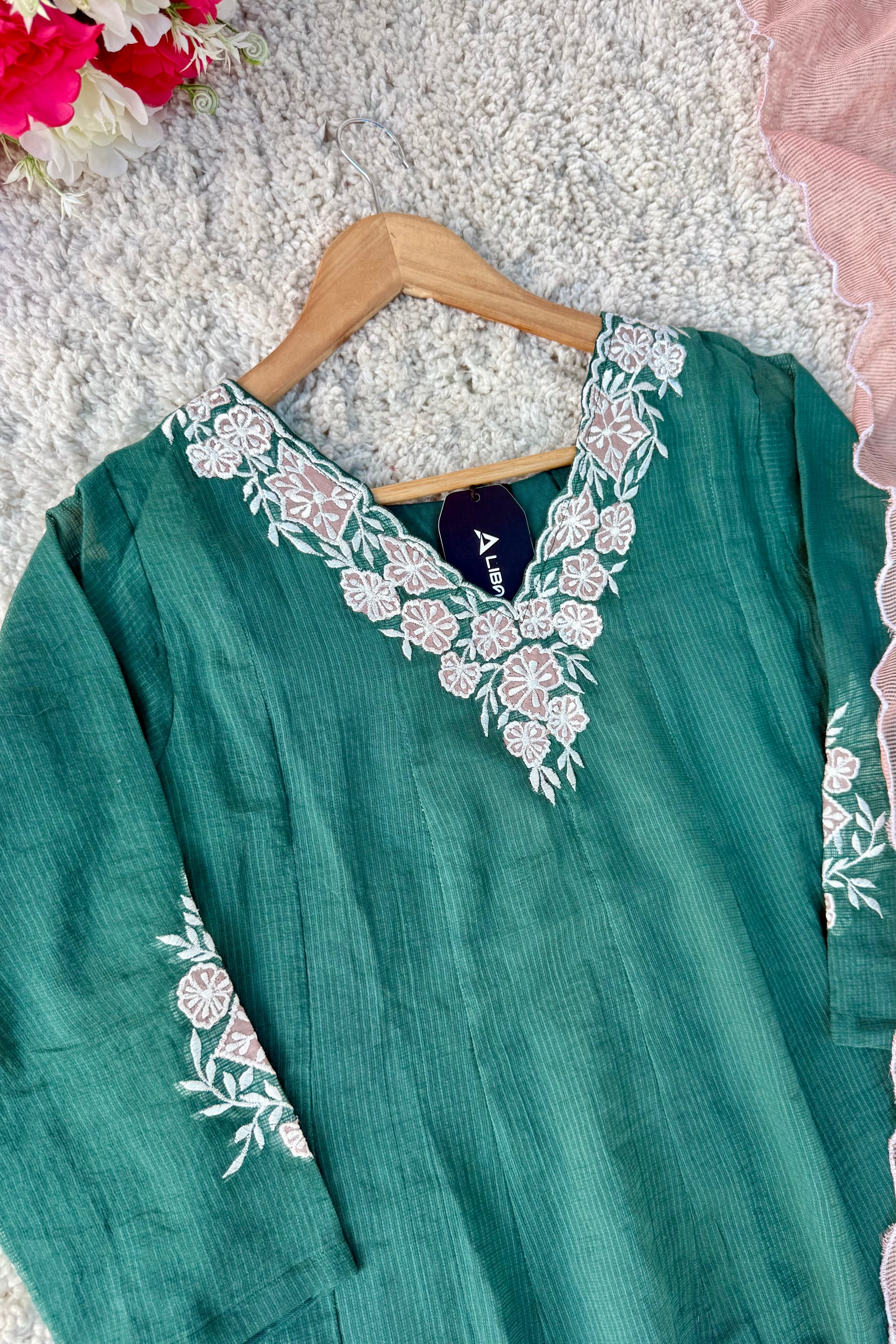 ✨AZ02- Beautiful Kota Embroidered A Line Kurta set