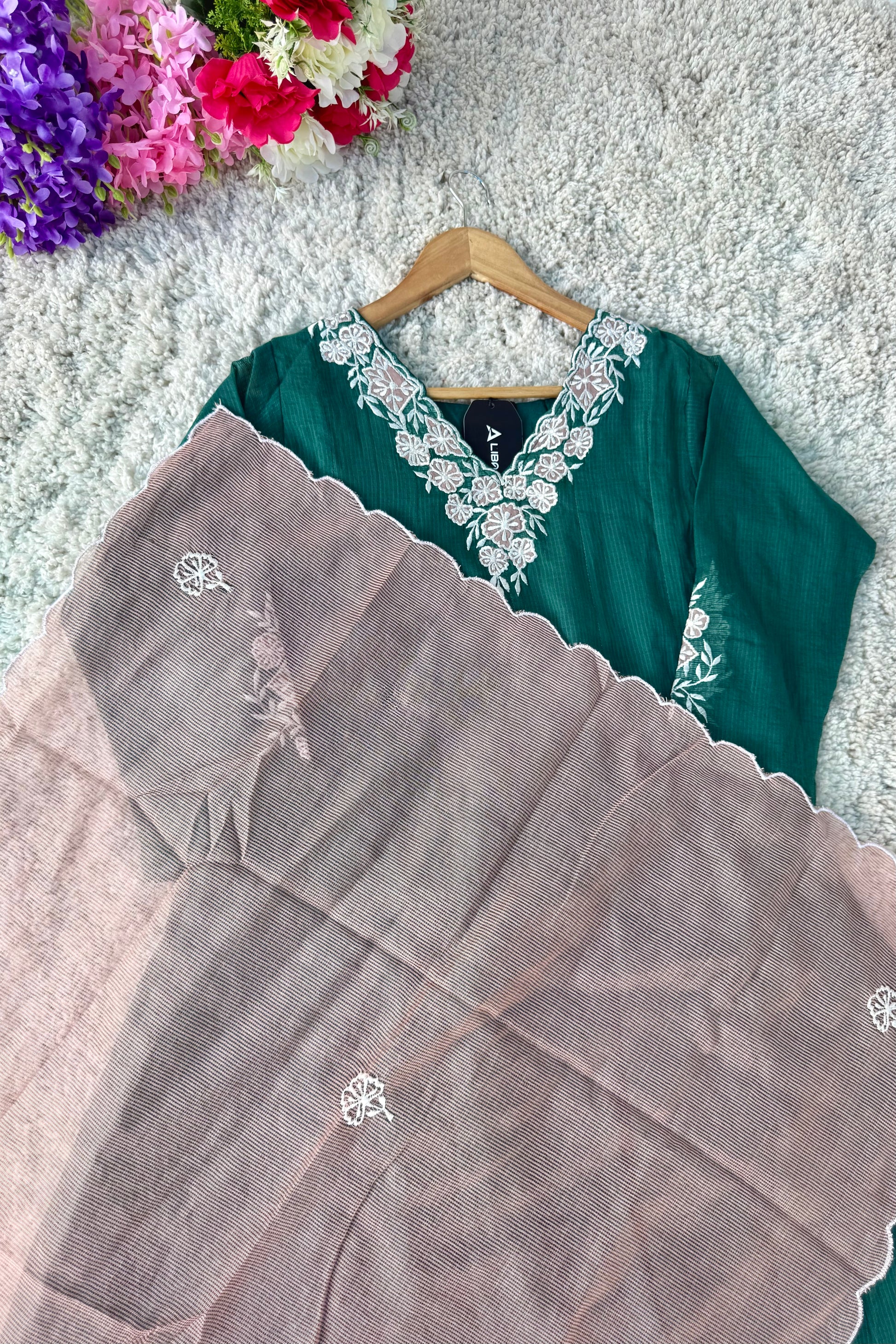 ✨AZ02- Beautiful Kota Embroidered A Line Kurta set