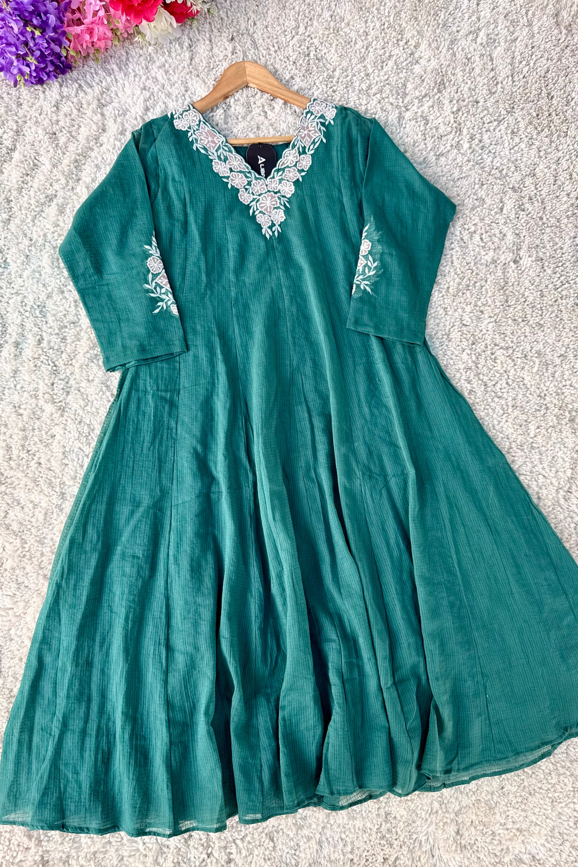 ✨AZ02- Beautiful Kota Embroidered A Line Kurta set