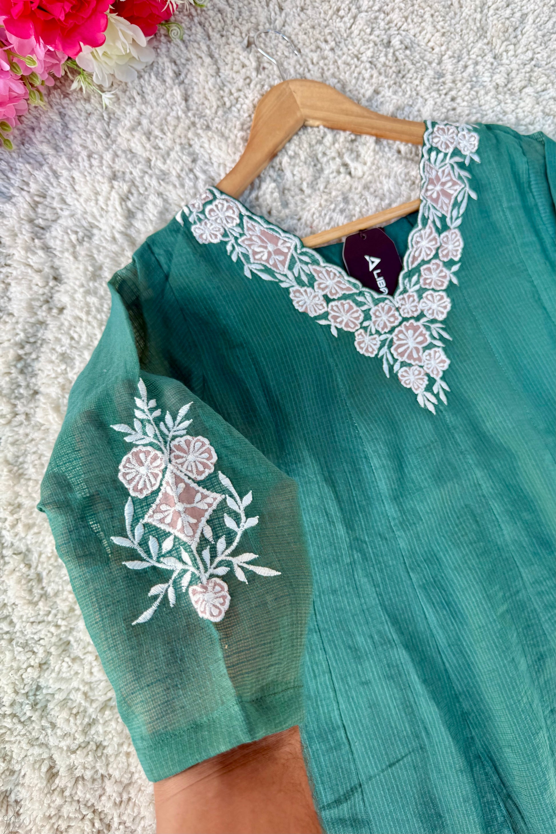 ✨AZ02- Beautiful Kota Embroidered A Line Kurta set