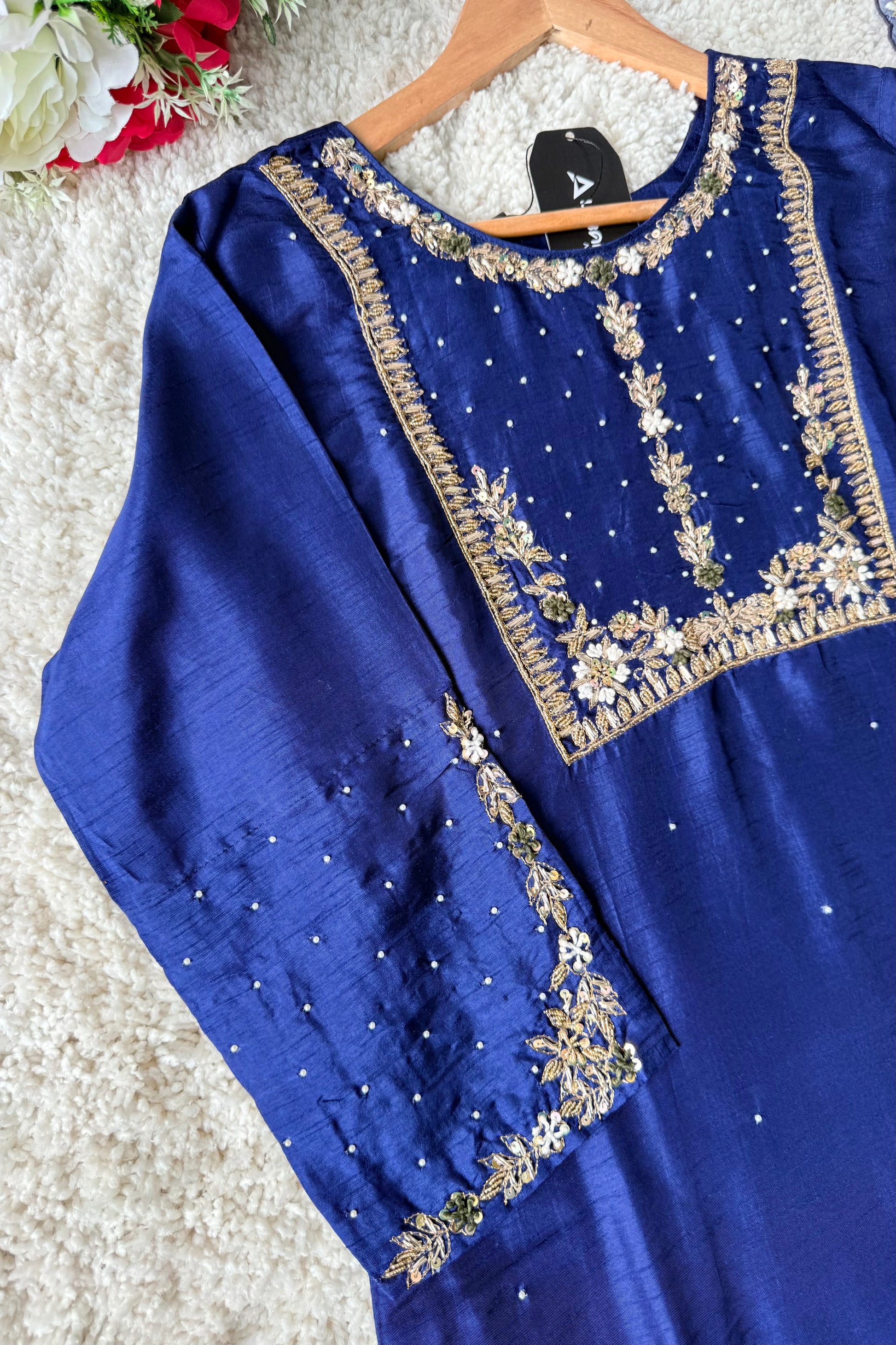 “ALKA” A very beautiful Blue piece with zardozi & zari handwork set