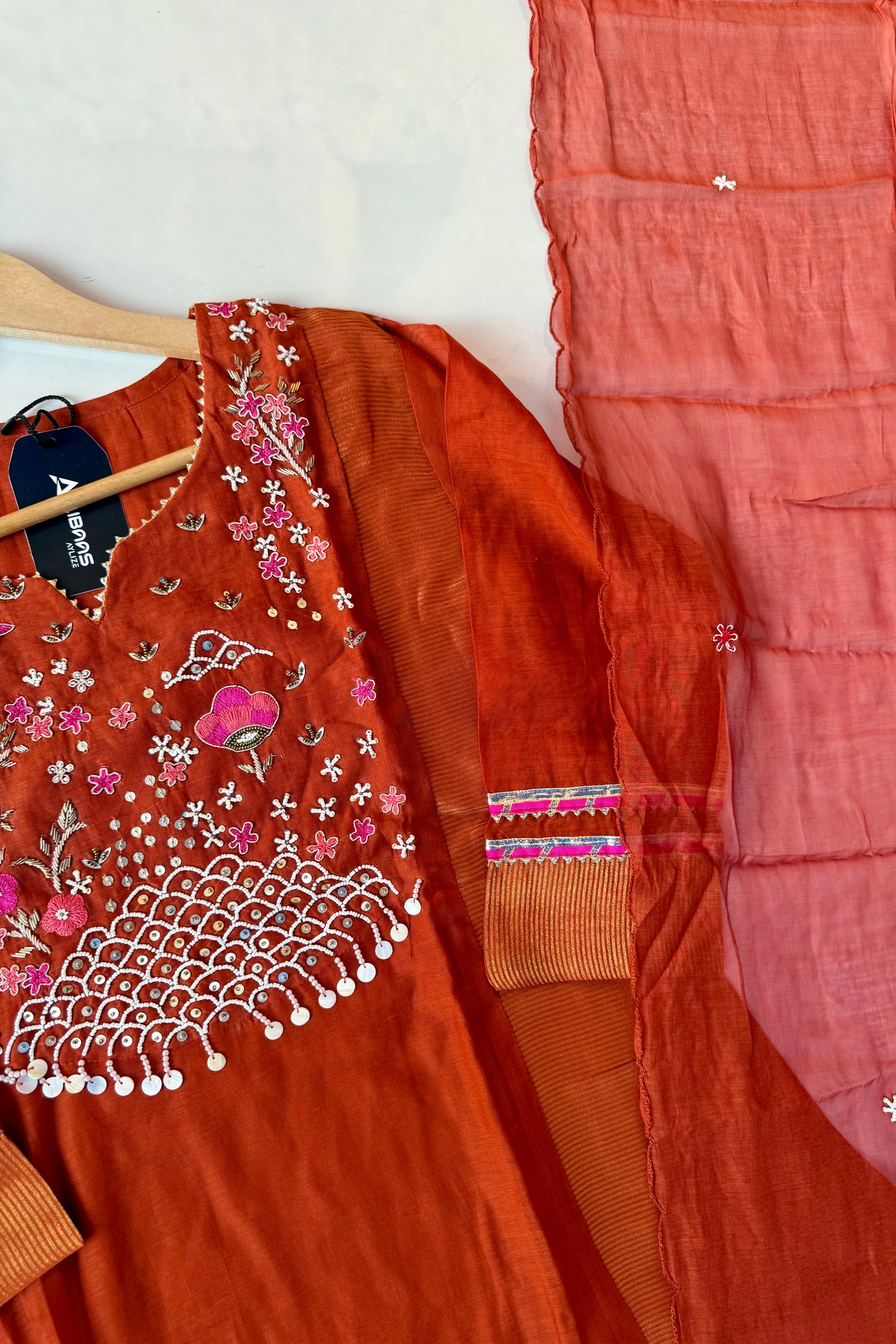 “Ishani” Premium Mul Chanderi A line Anarkali Kurta Set