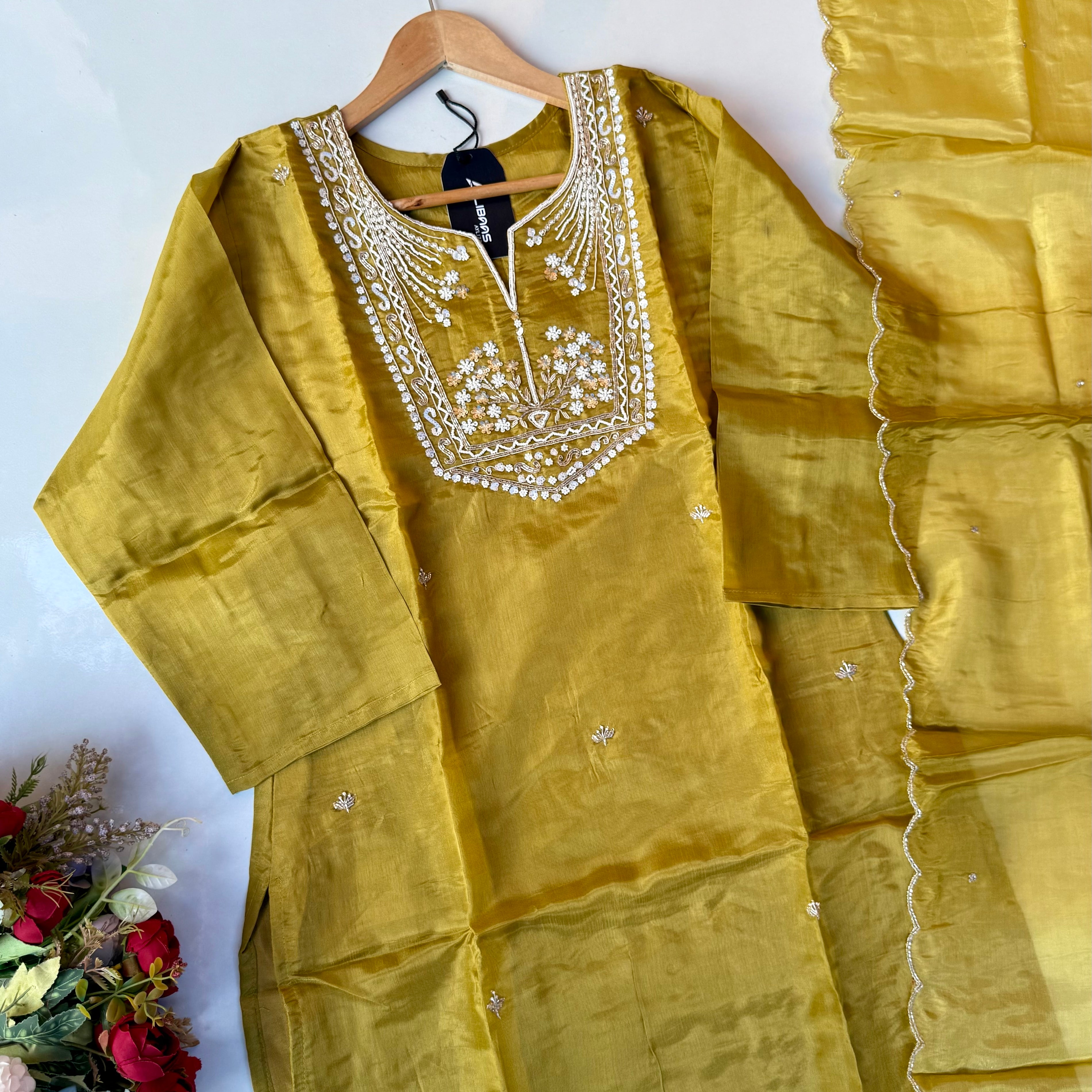 “Shama” Beautiful party wear Tissue silk kurta set