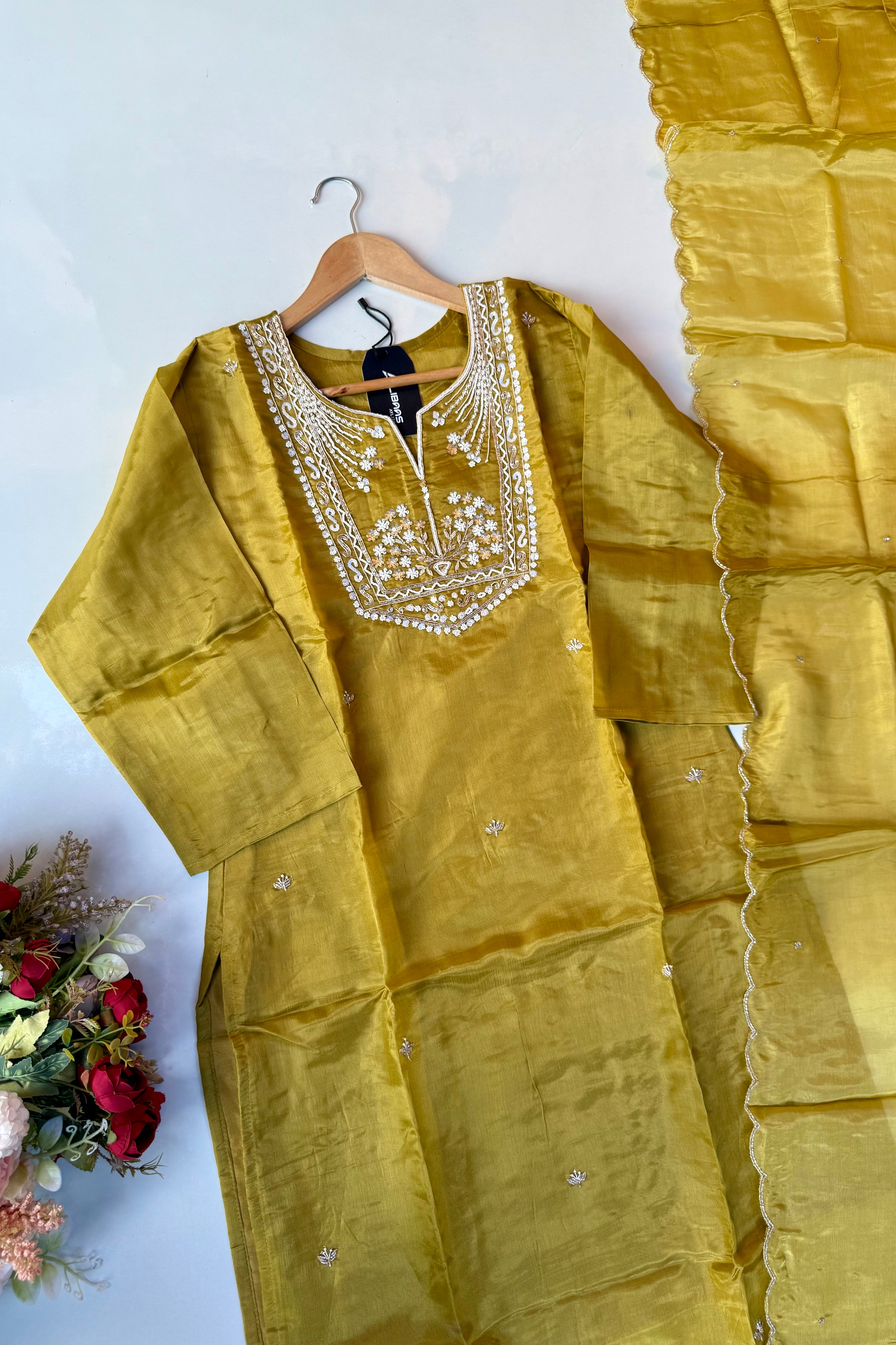 “Shama” Beautiful party wear Tissue silk kurta set