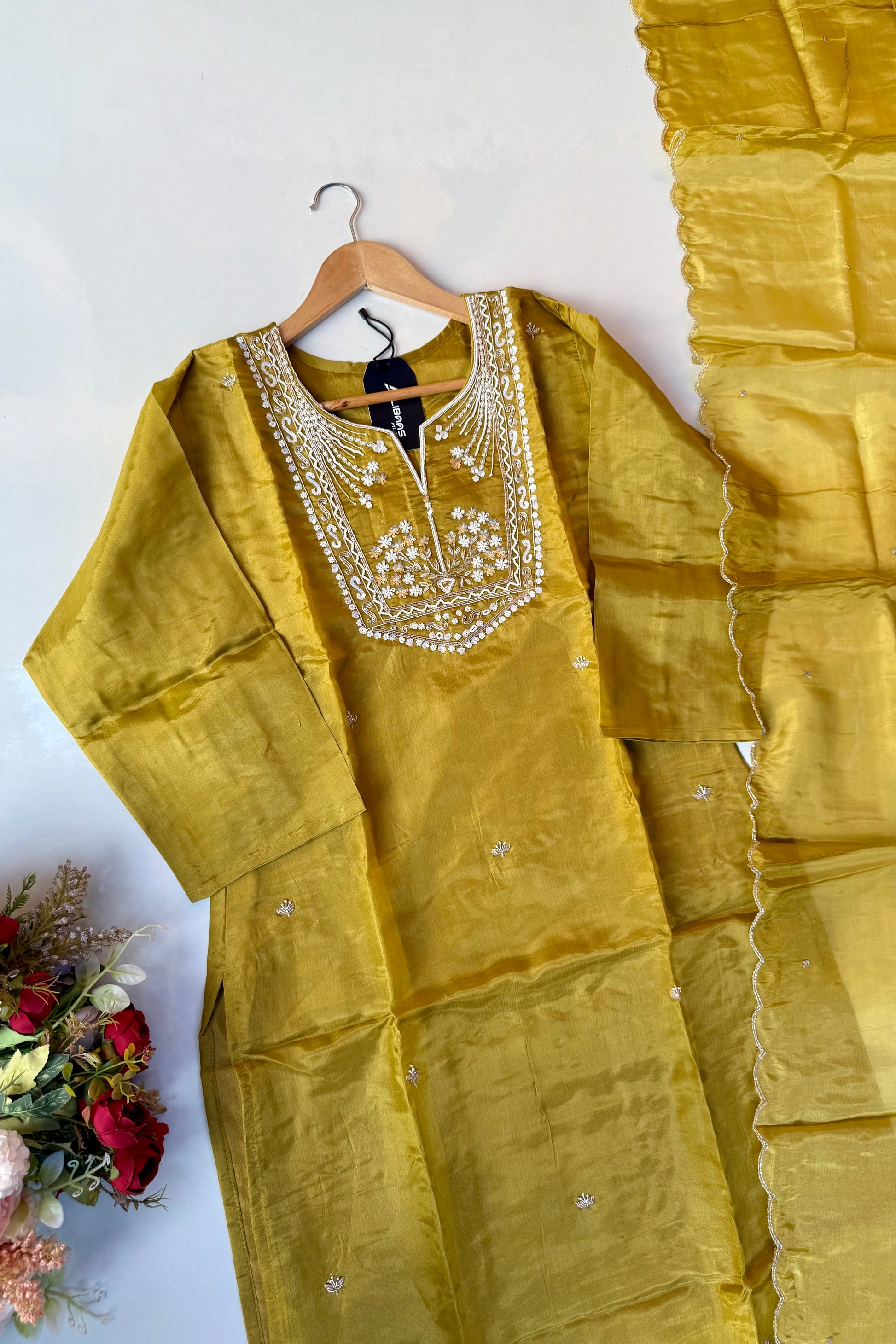 “Shama” Beautiful party wear Tissue silk kurta set