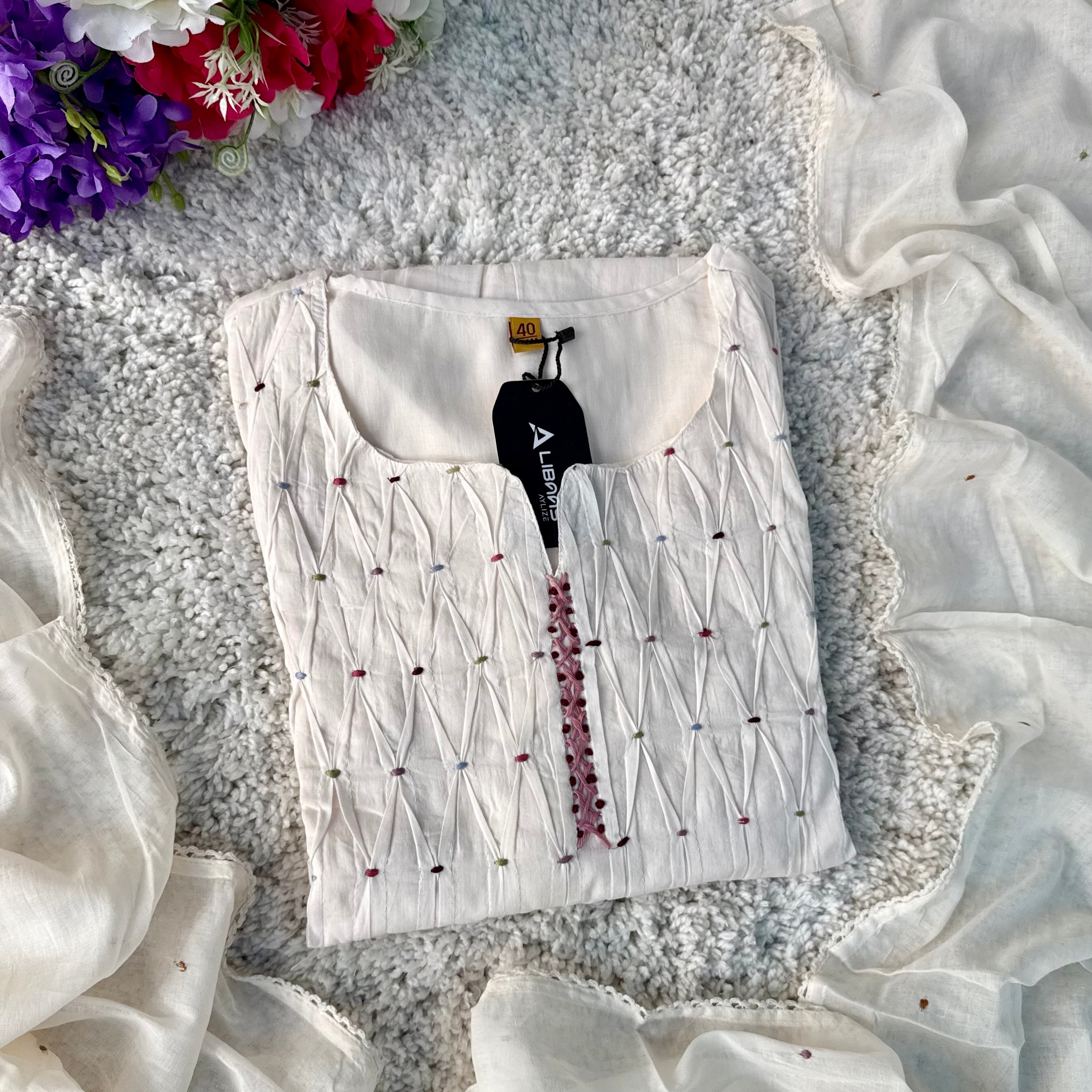 ✨AZ06 - Premium Off White Cotton Anarkali Kurta set