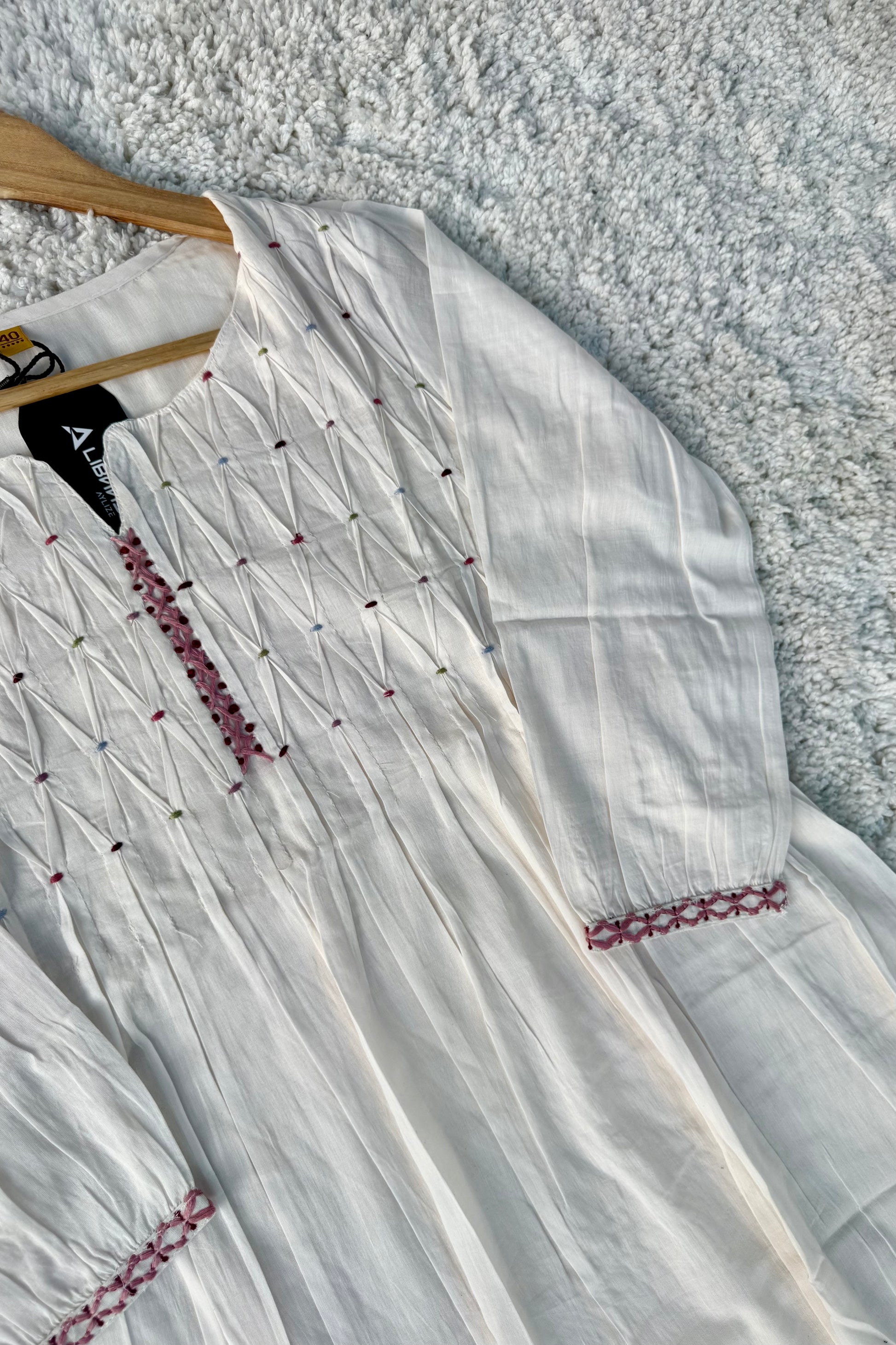 ✨AZ06 - Premium Off White Cotton Anarkali Kurta set