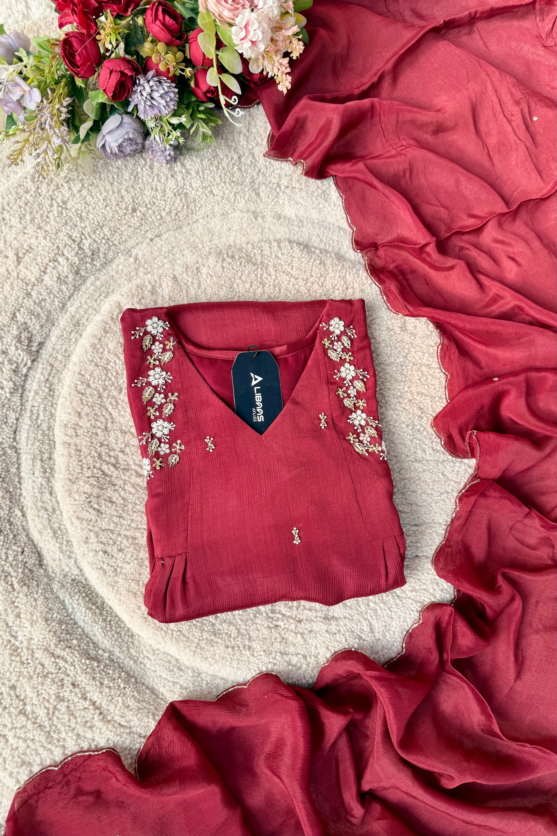 “Zayna” Premium Chinnon anarkali kurta set