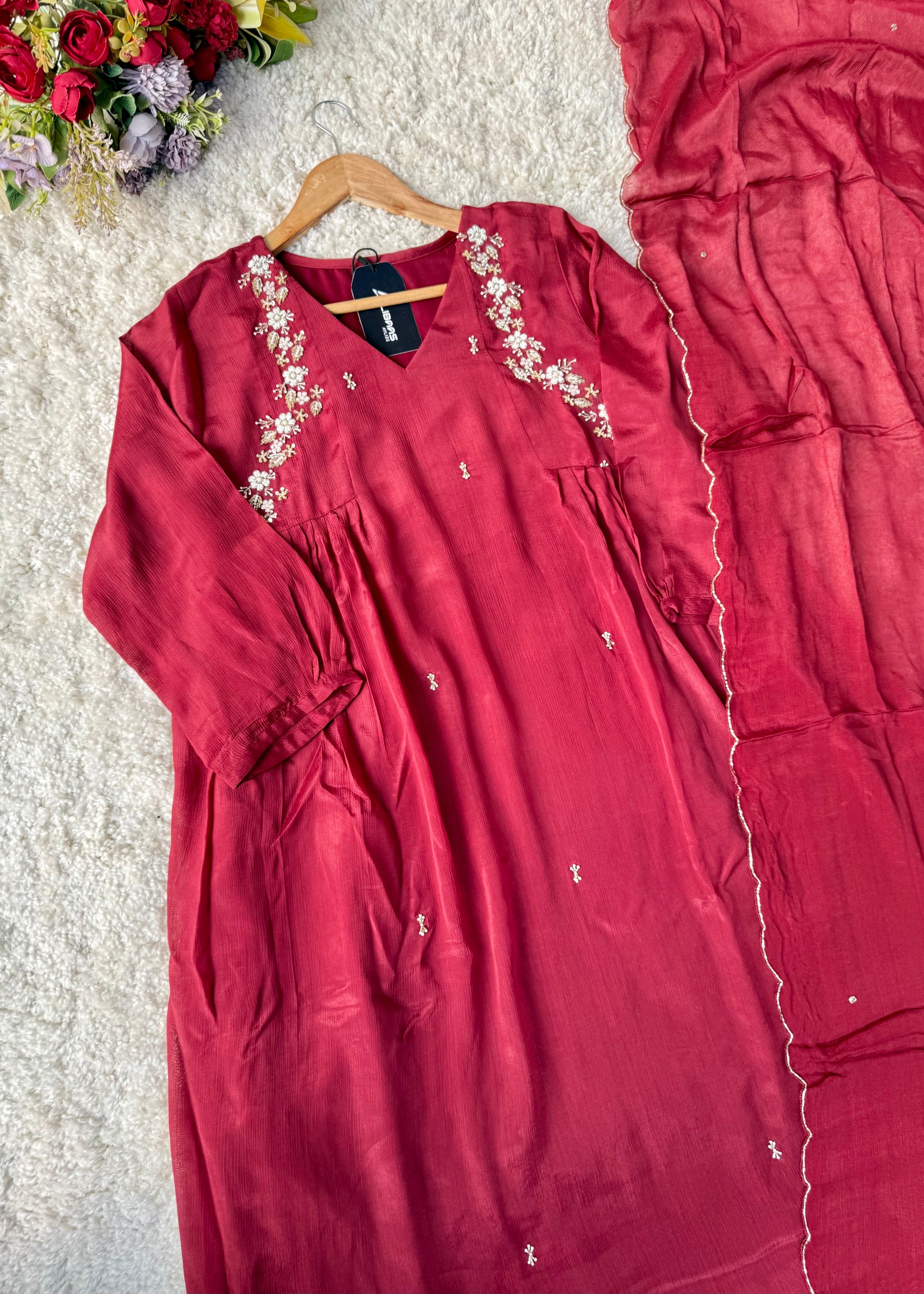 “Zayna” Premium Chinnon anarkali kurta set