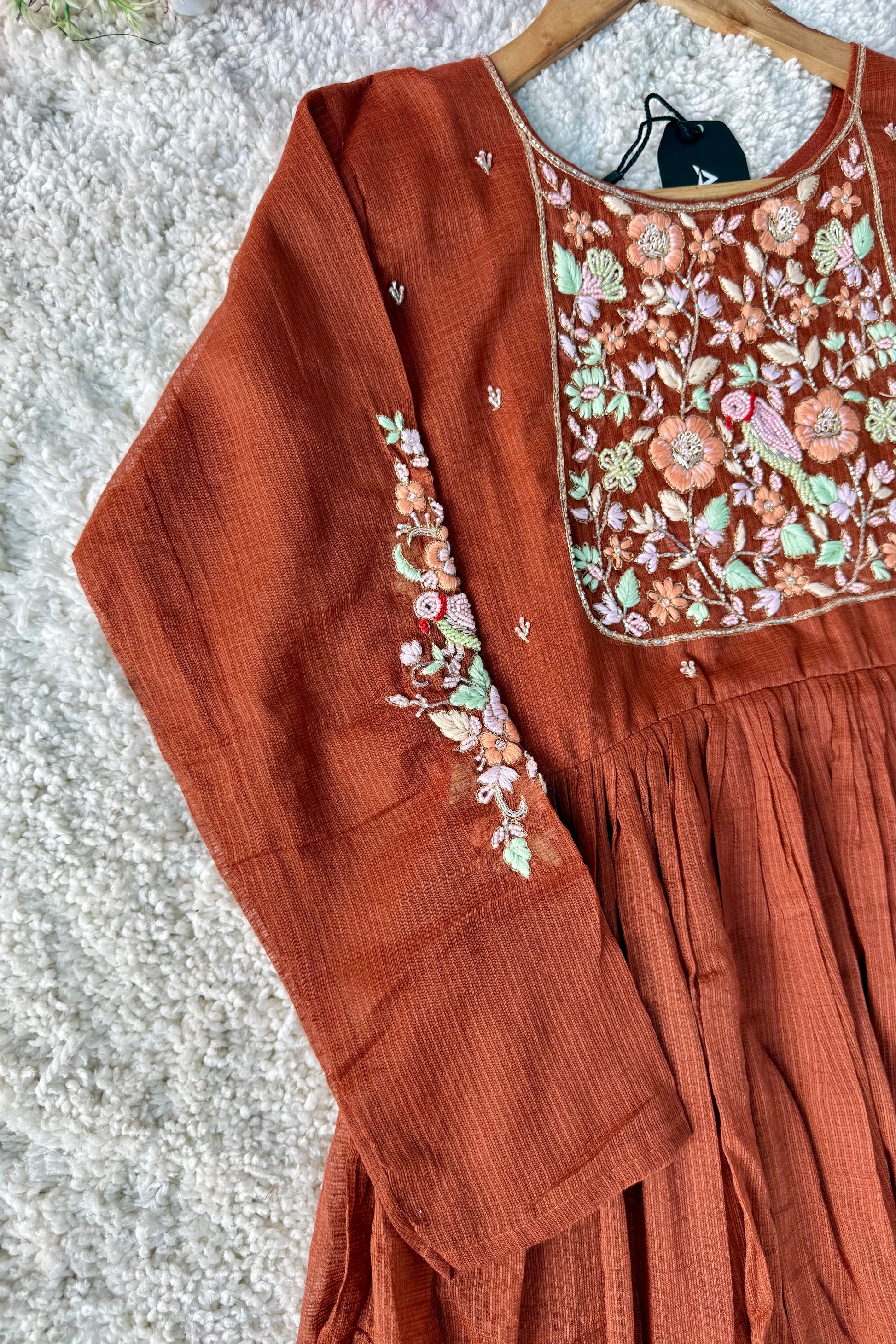 ✨AZ04 - Premium Cocoa Brown Kota Anarkali Kurta set