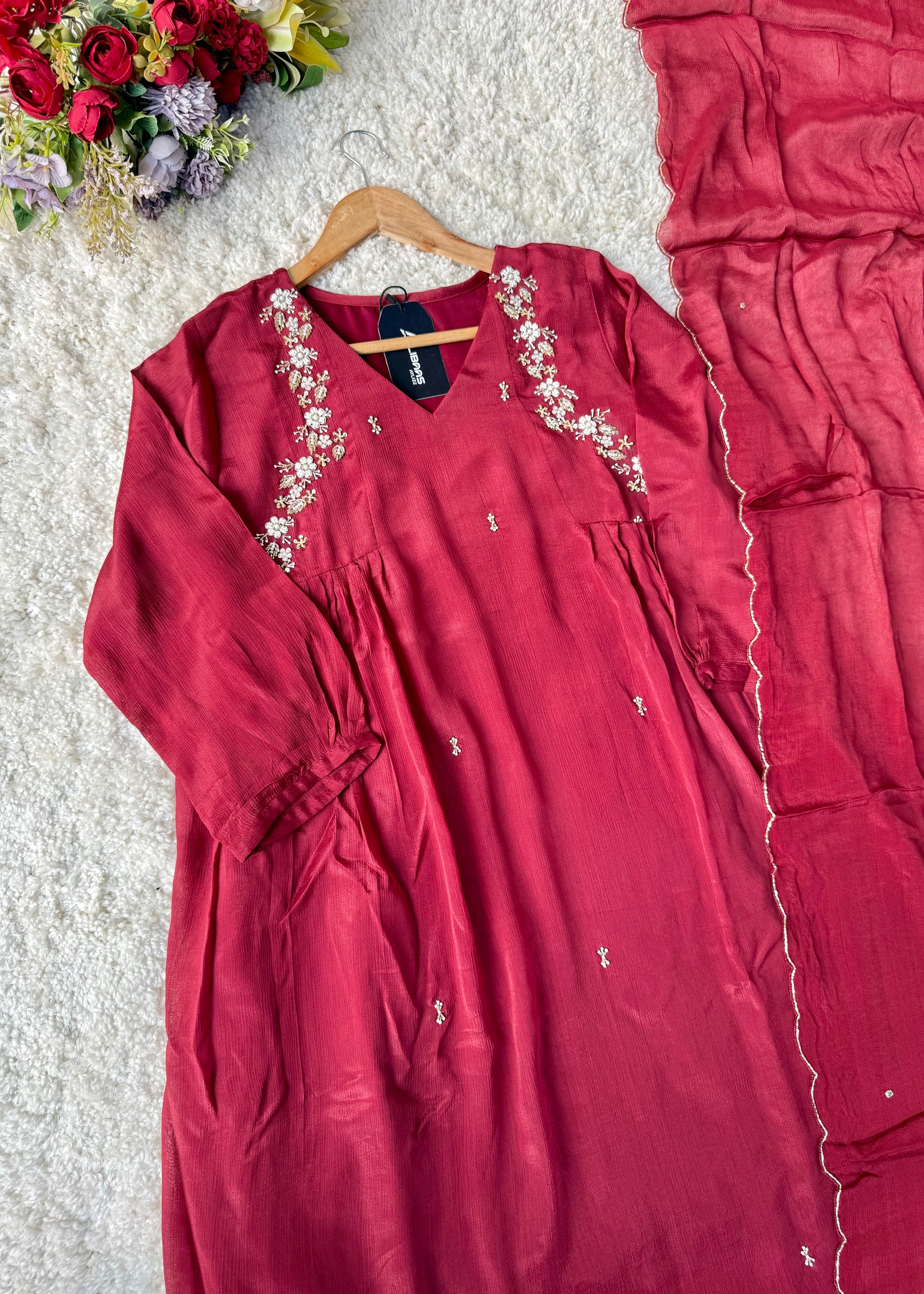 “Zayna” Premium Chinnon anarkali kurta set