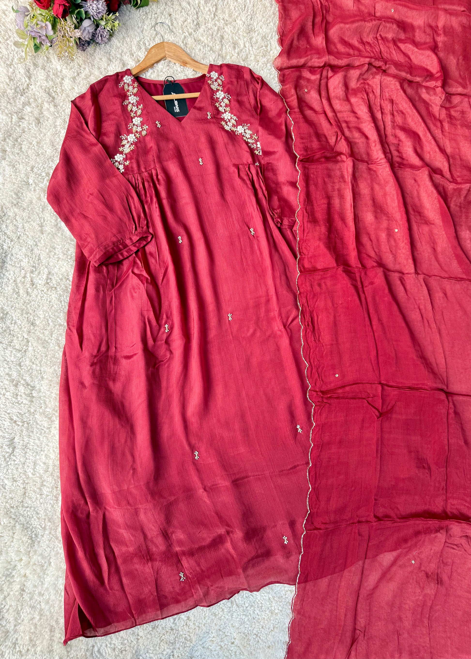 “Zayna” Premium Chinnon anarkali kurta set