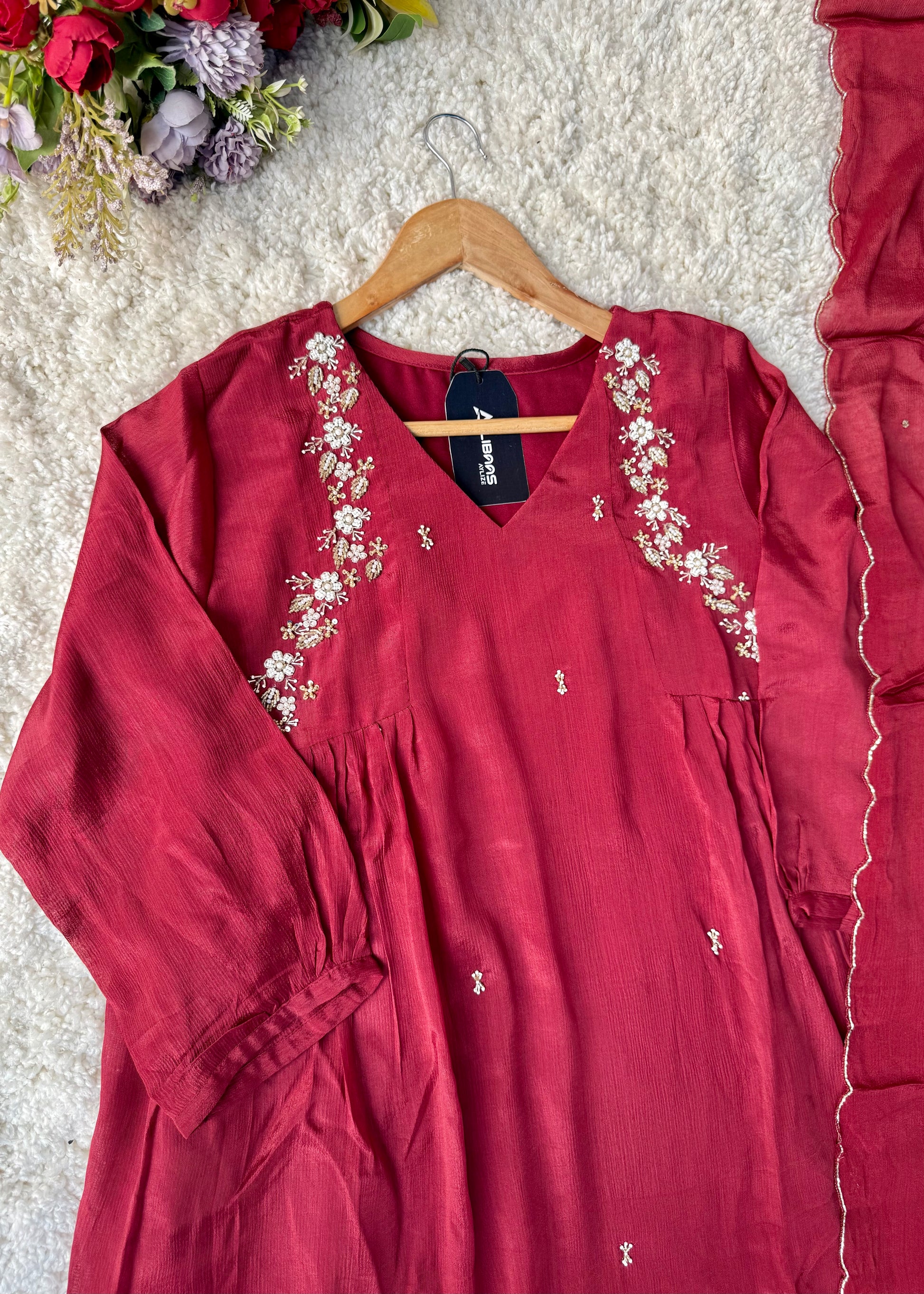 “Zayna” Premium Chinnon anarkali kurta set