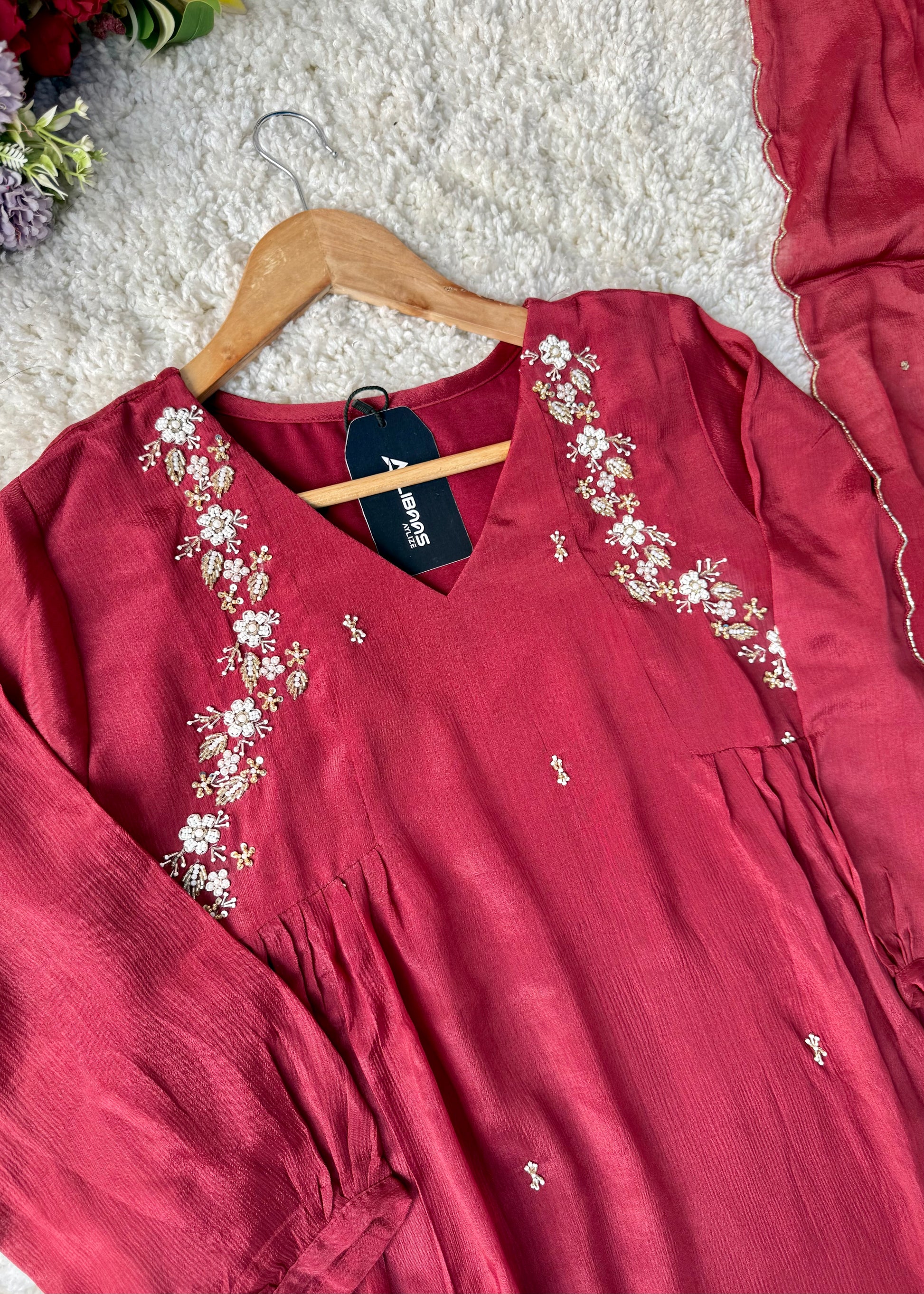 “Zayna” Premium Chinnon anarkali kurta set