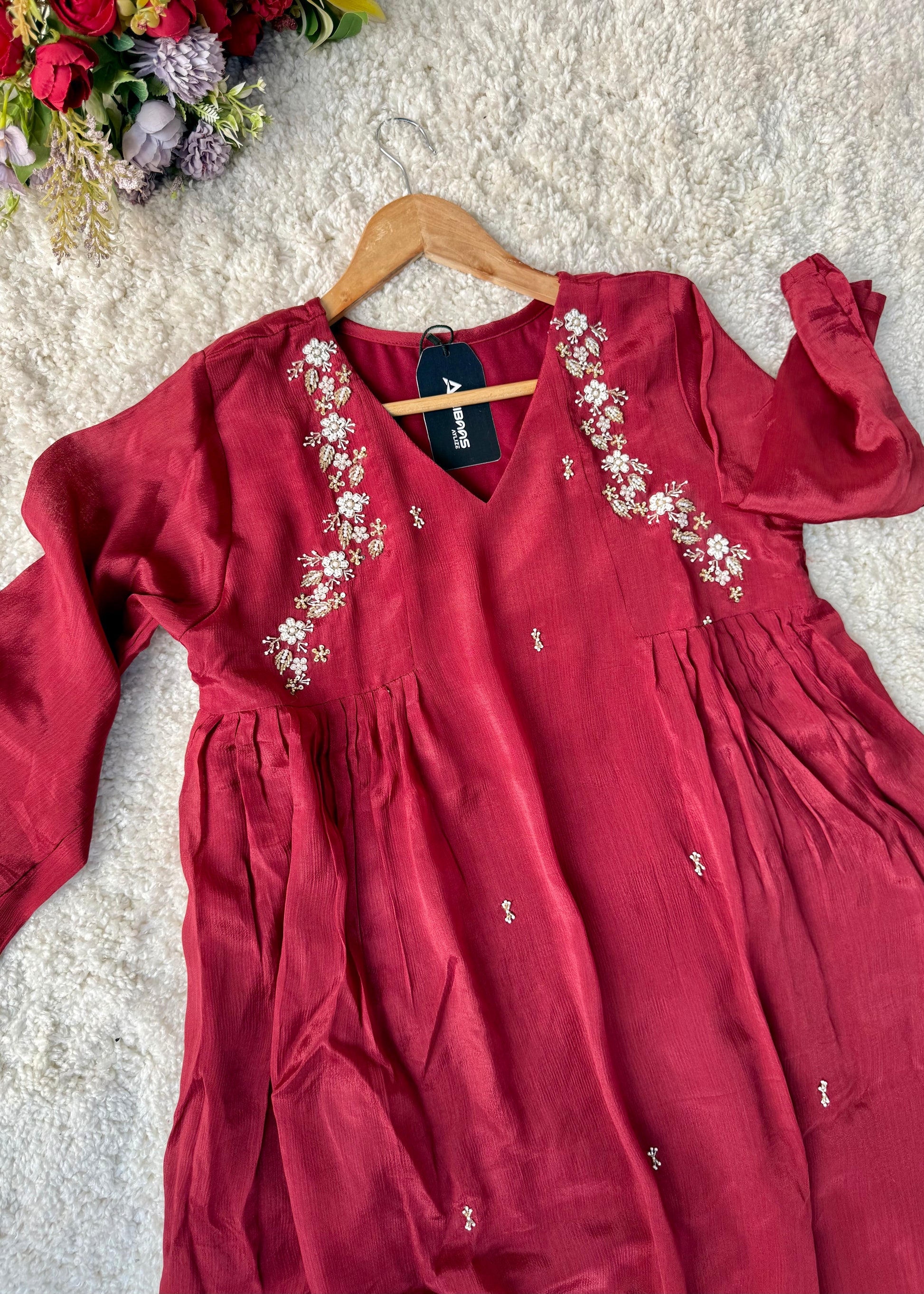 “Zayna” Premium Chinnon anarkali kurta set