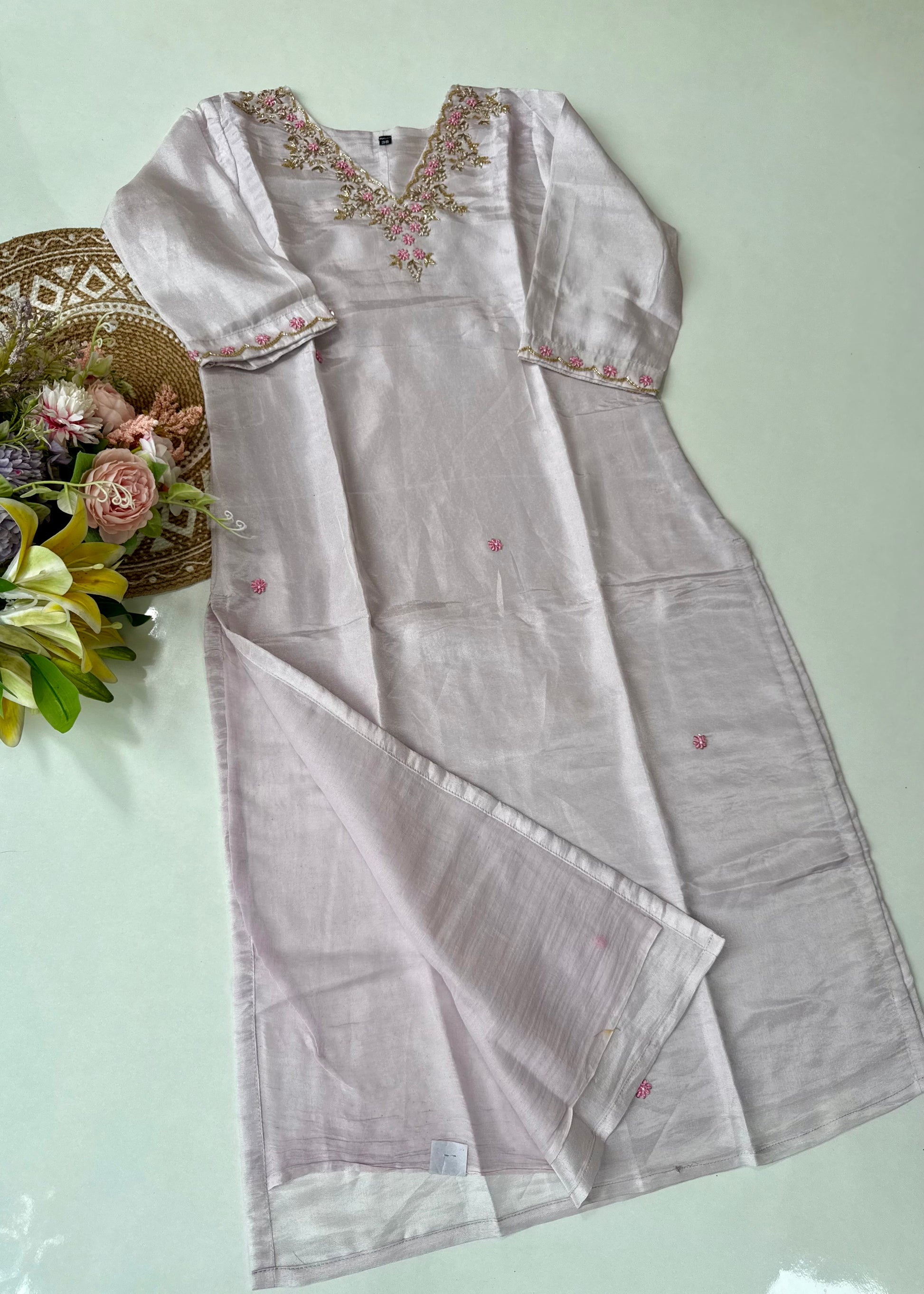 “Aylize” Graceful Pastel shade Tisse Silk Handwork Suit Set ✨