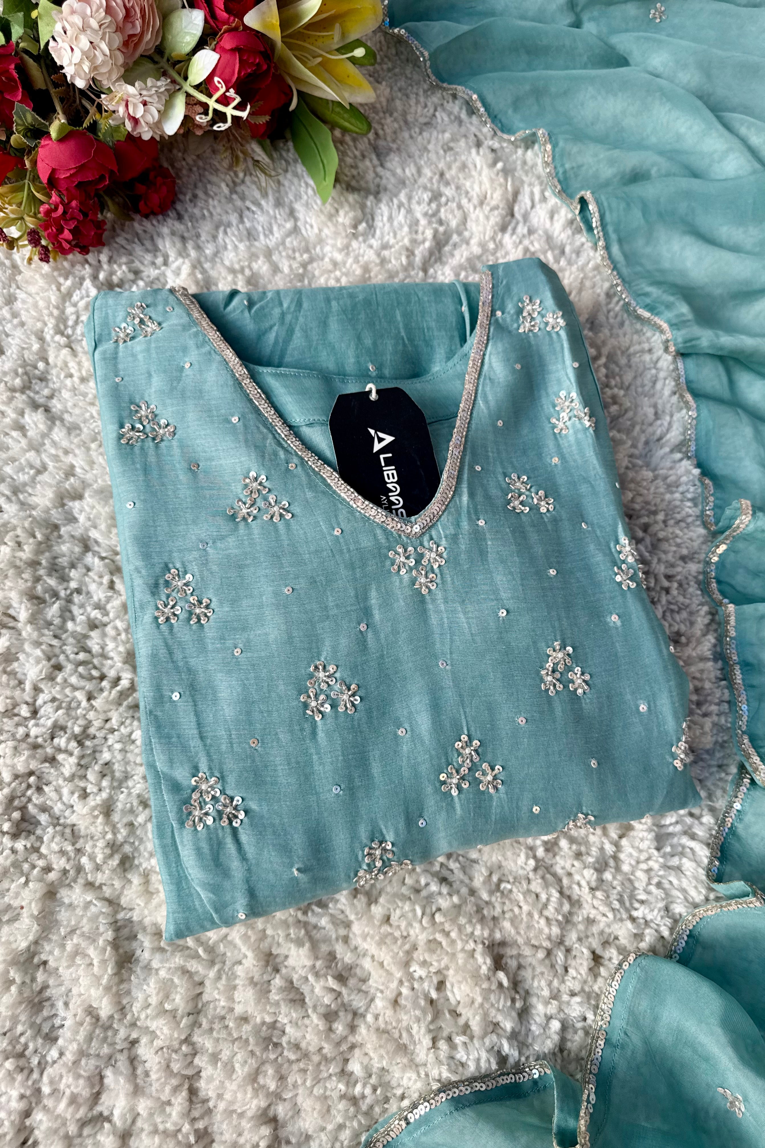 ✨Nagma- Premium Mul Chanderi A- Line Kurta Set