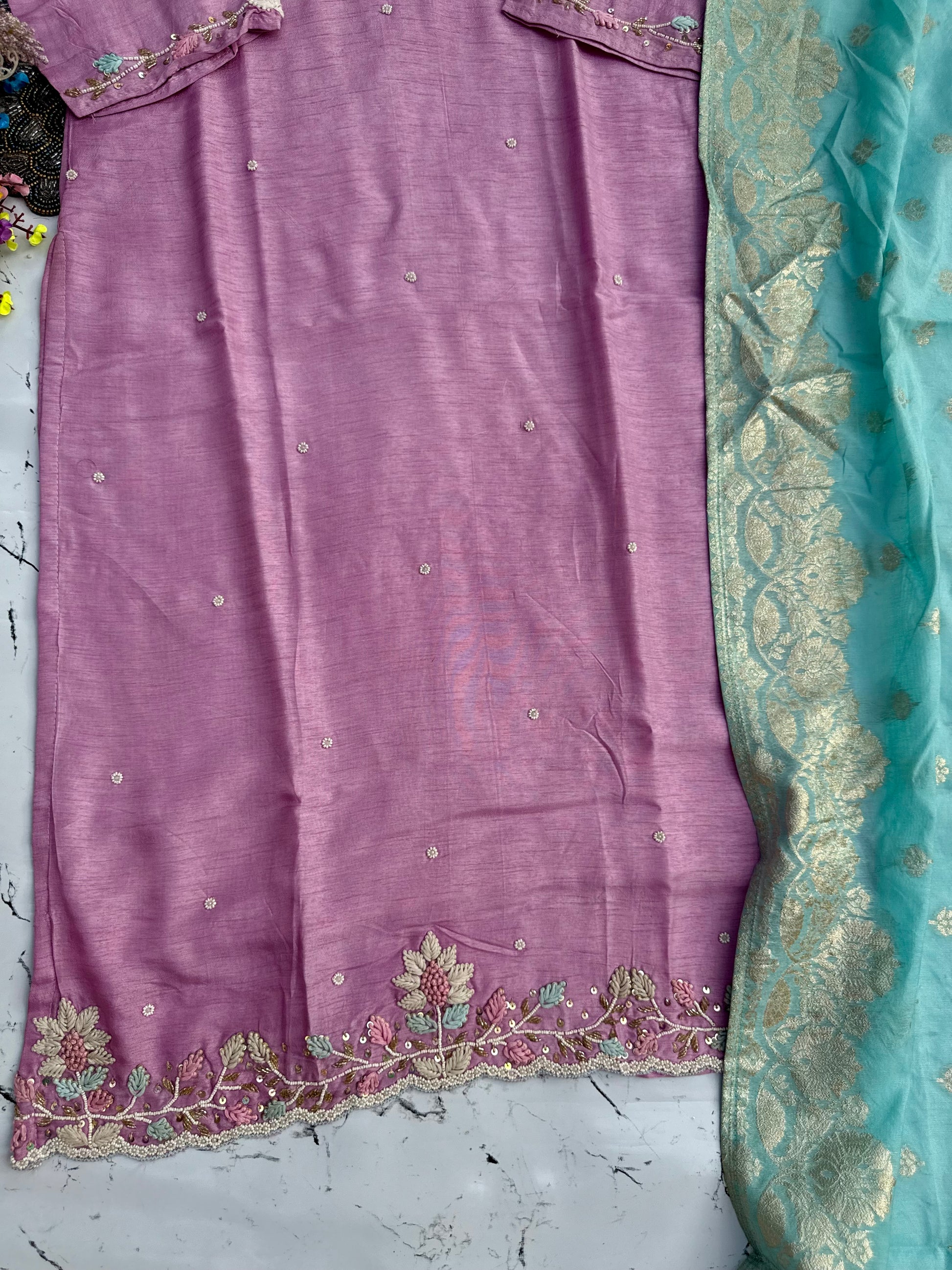 “Divya” Latest heavy handwork dola silk set