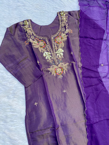 “HAYAT” Premium tissue silk stright kurti bottom with dupatta set