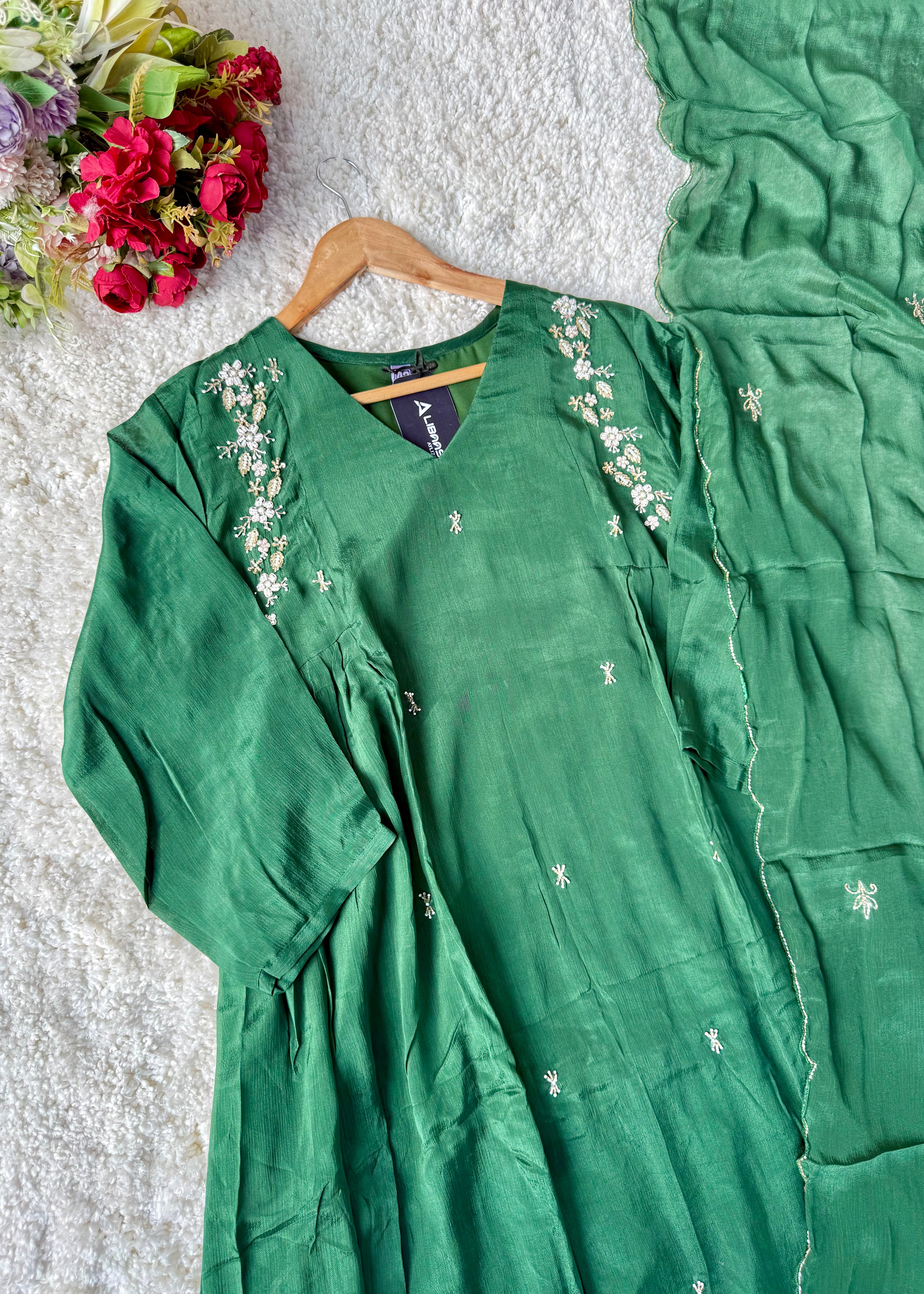 “Zayna” Premium Chinnon anarkali kurta set
