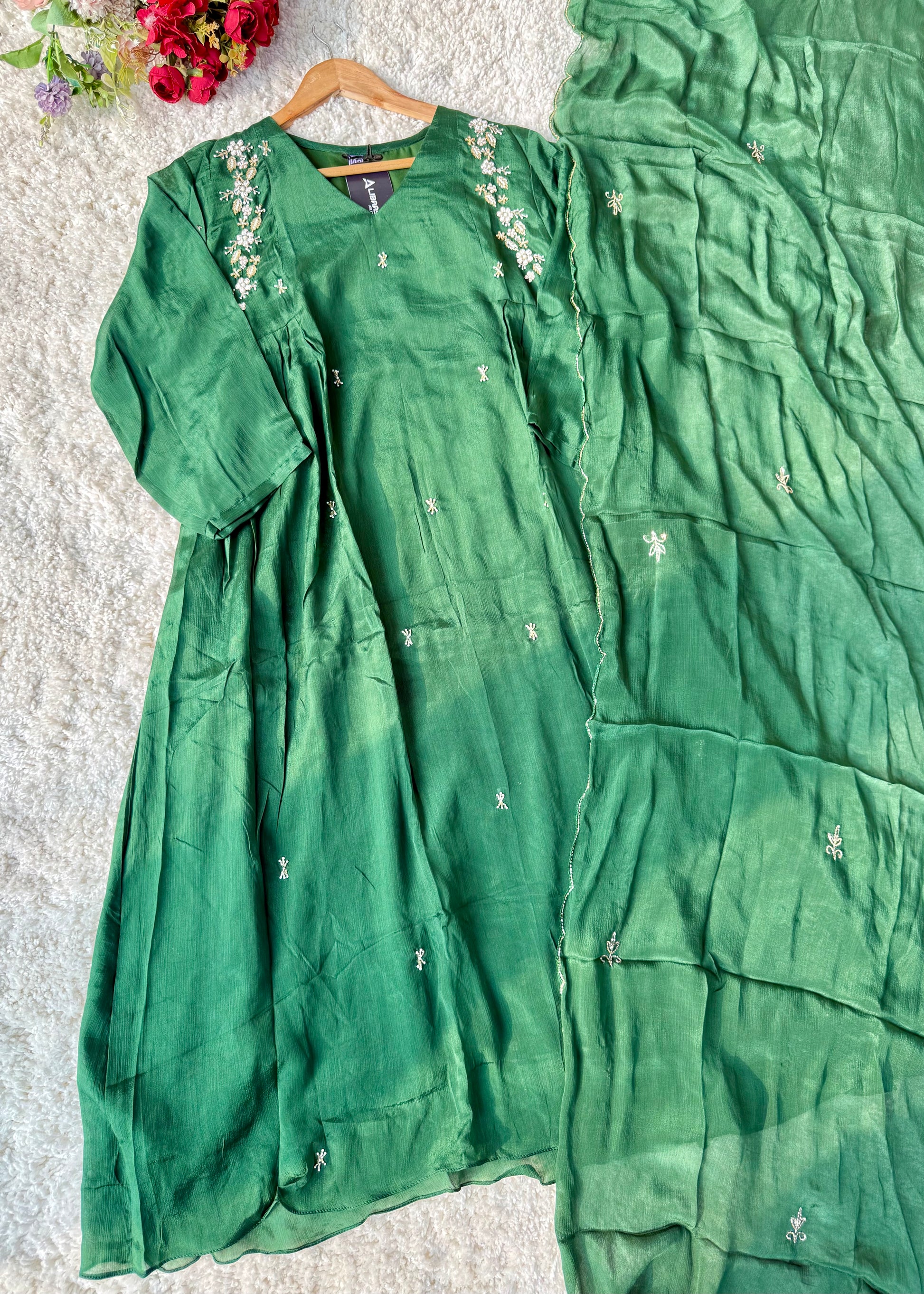 “Zayna” Premium Chinnon anarkali kurta set