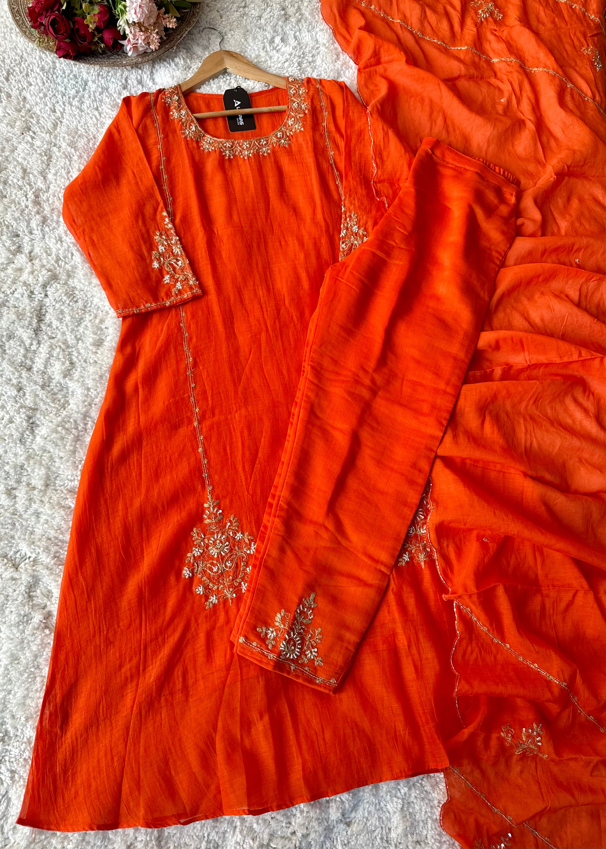 💕”Nayra – Premium Mul Chanderi A-Line Kurta Set