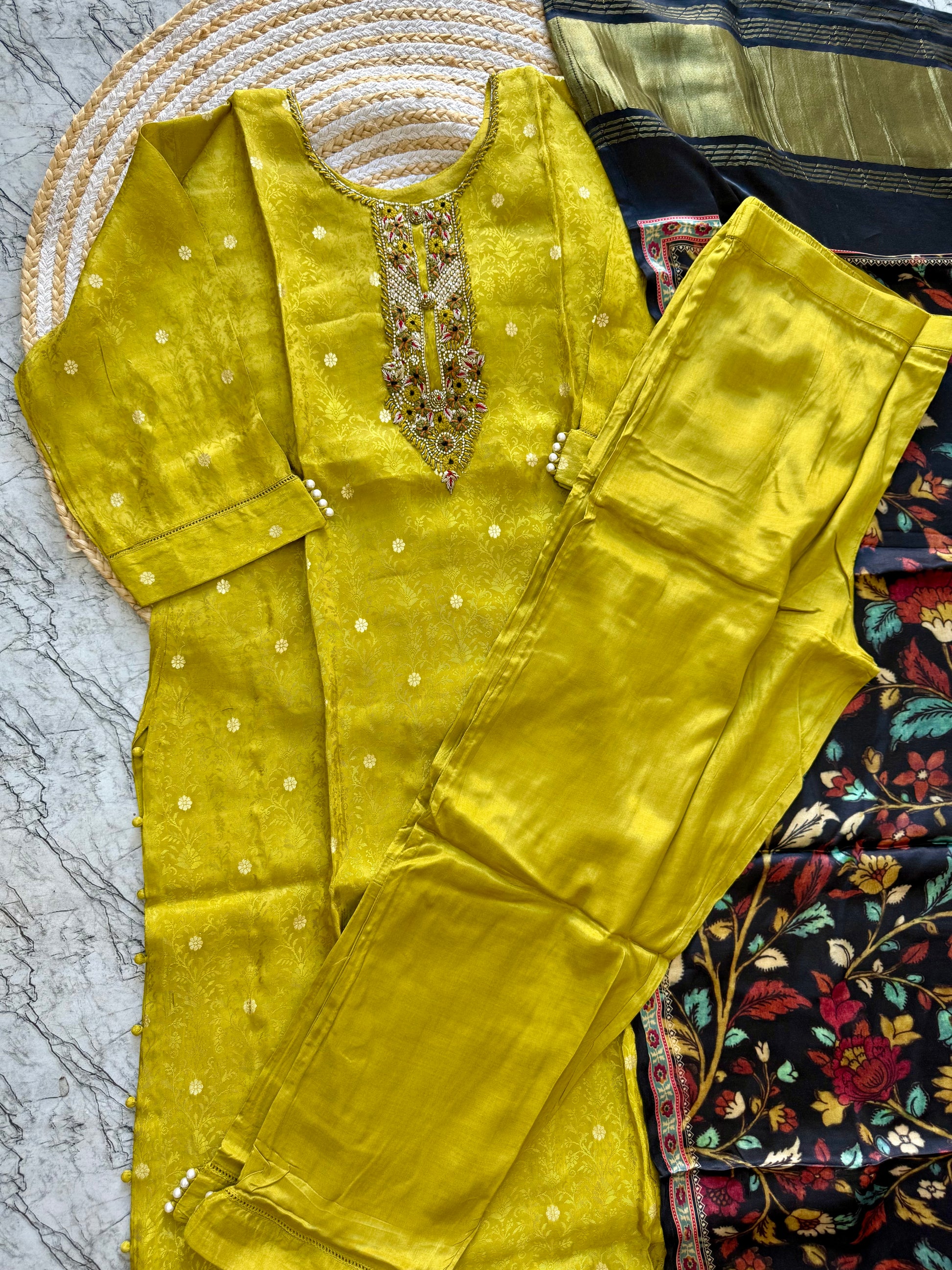 “ Maqaam” Jacquard silk kurta bottom with dupatta set