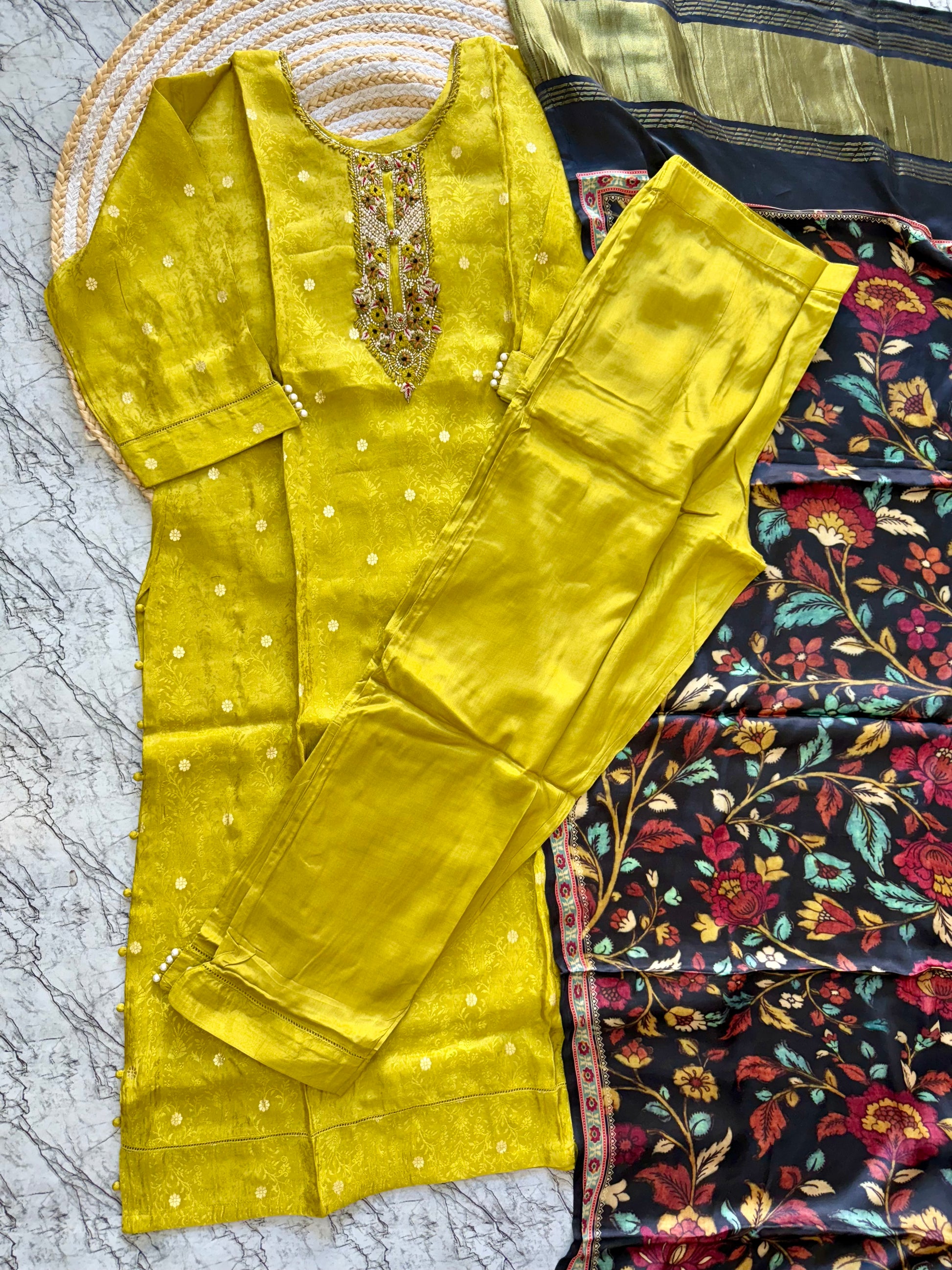 “ Maqaam” Jacquard silk kurta bottom with dupatta set