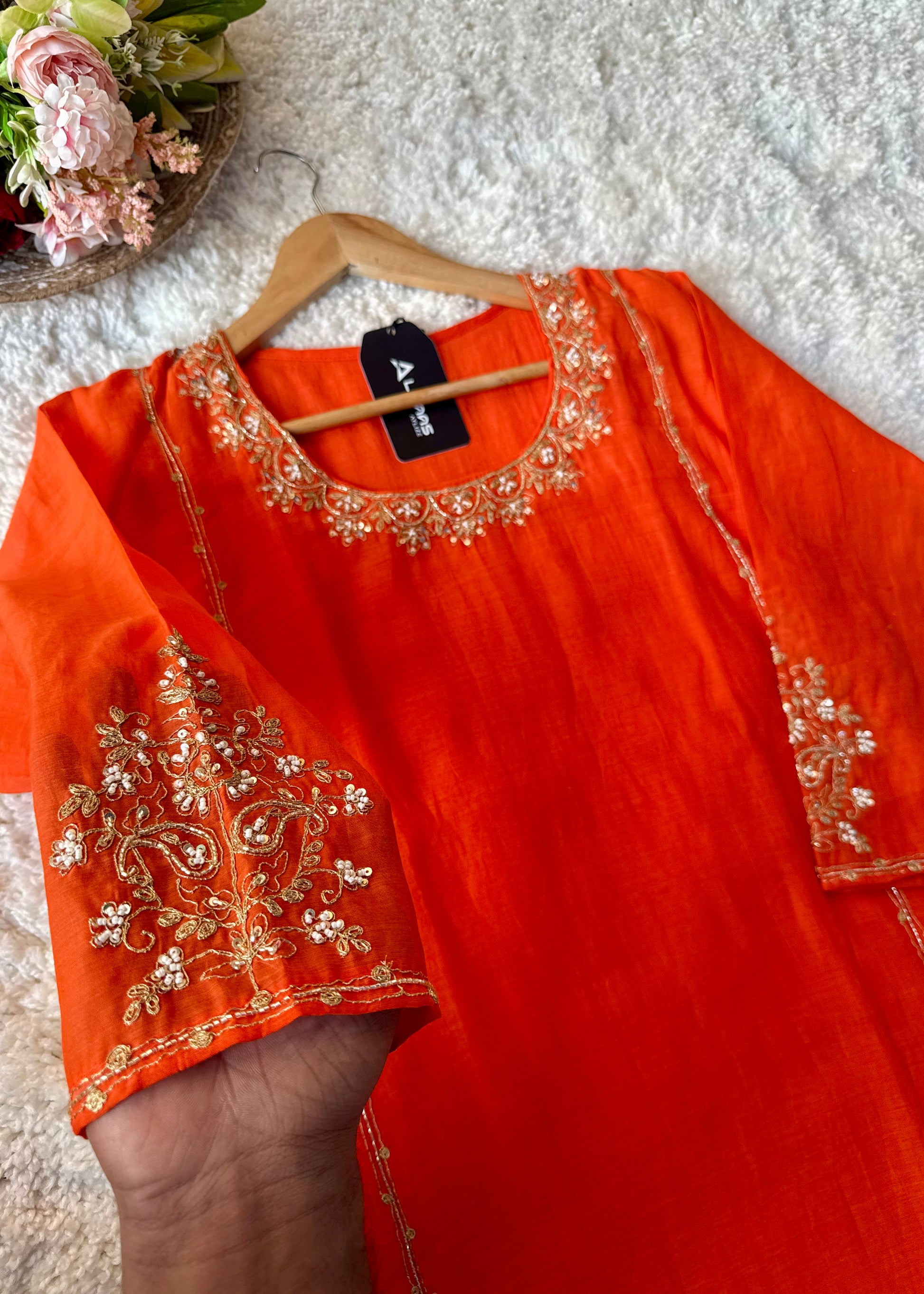 💕”Nayra – Premium Mul Chanderi A-Line Kurta Set
