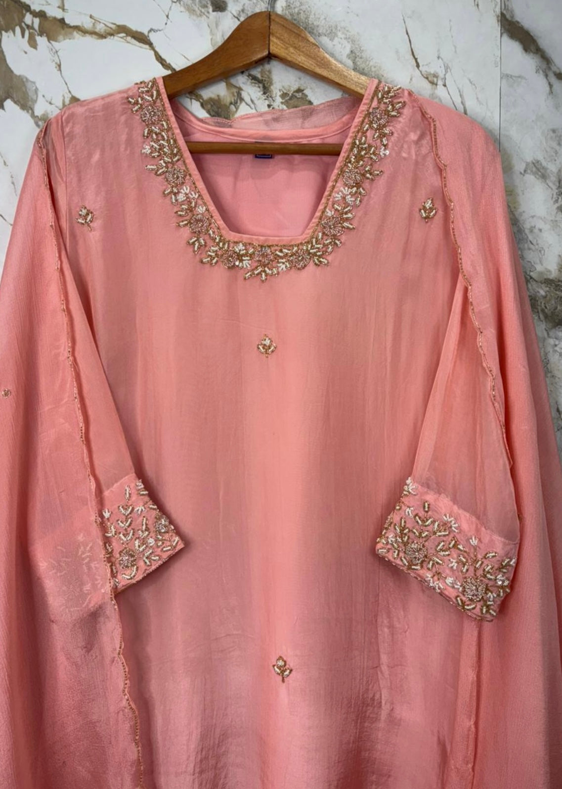 “Inayat” Premium Tissue silk handcrafted kurta set