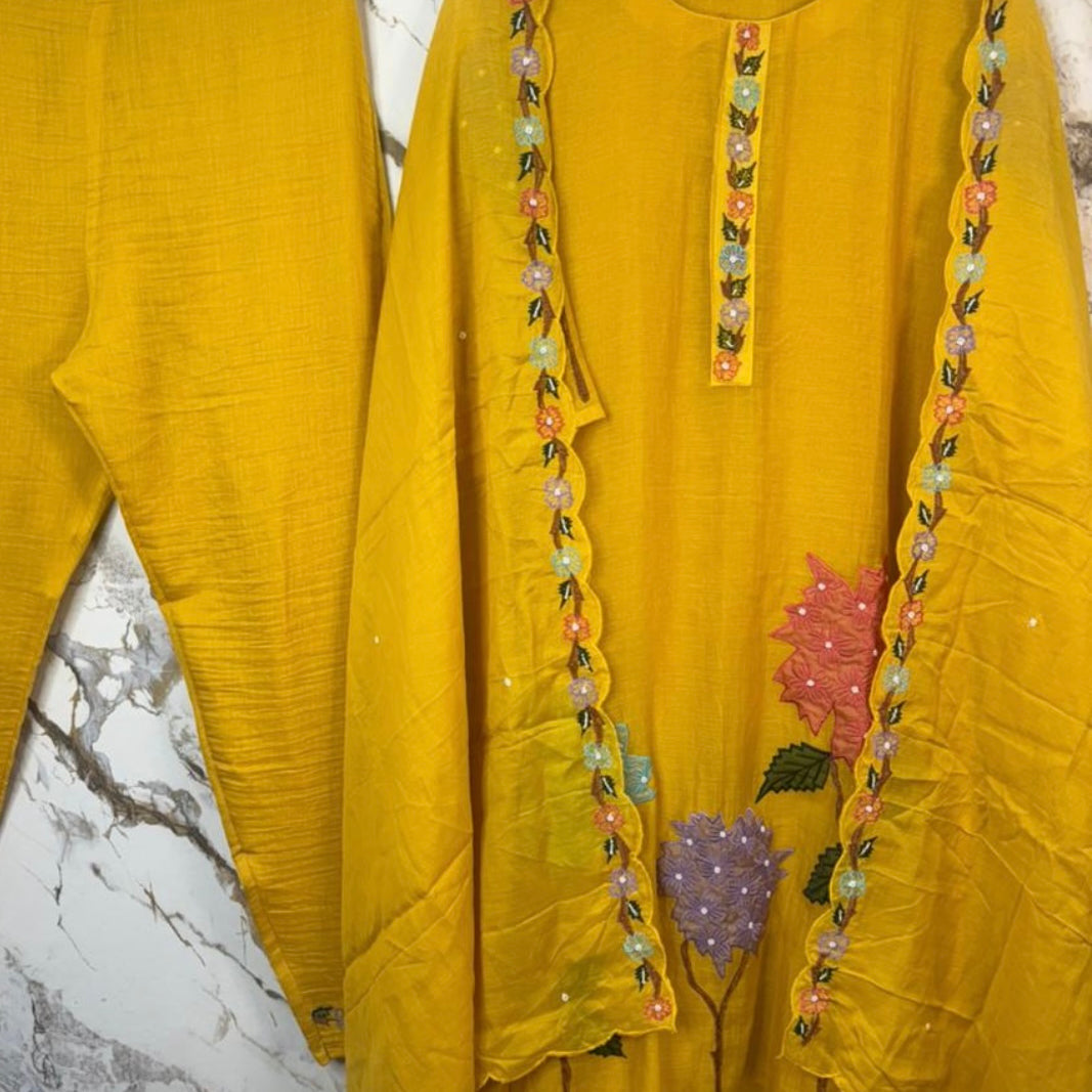 “Gulshan” Gul-E-Noor Banarsi Mul Chanderi A-Line Kurta Set