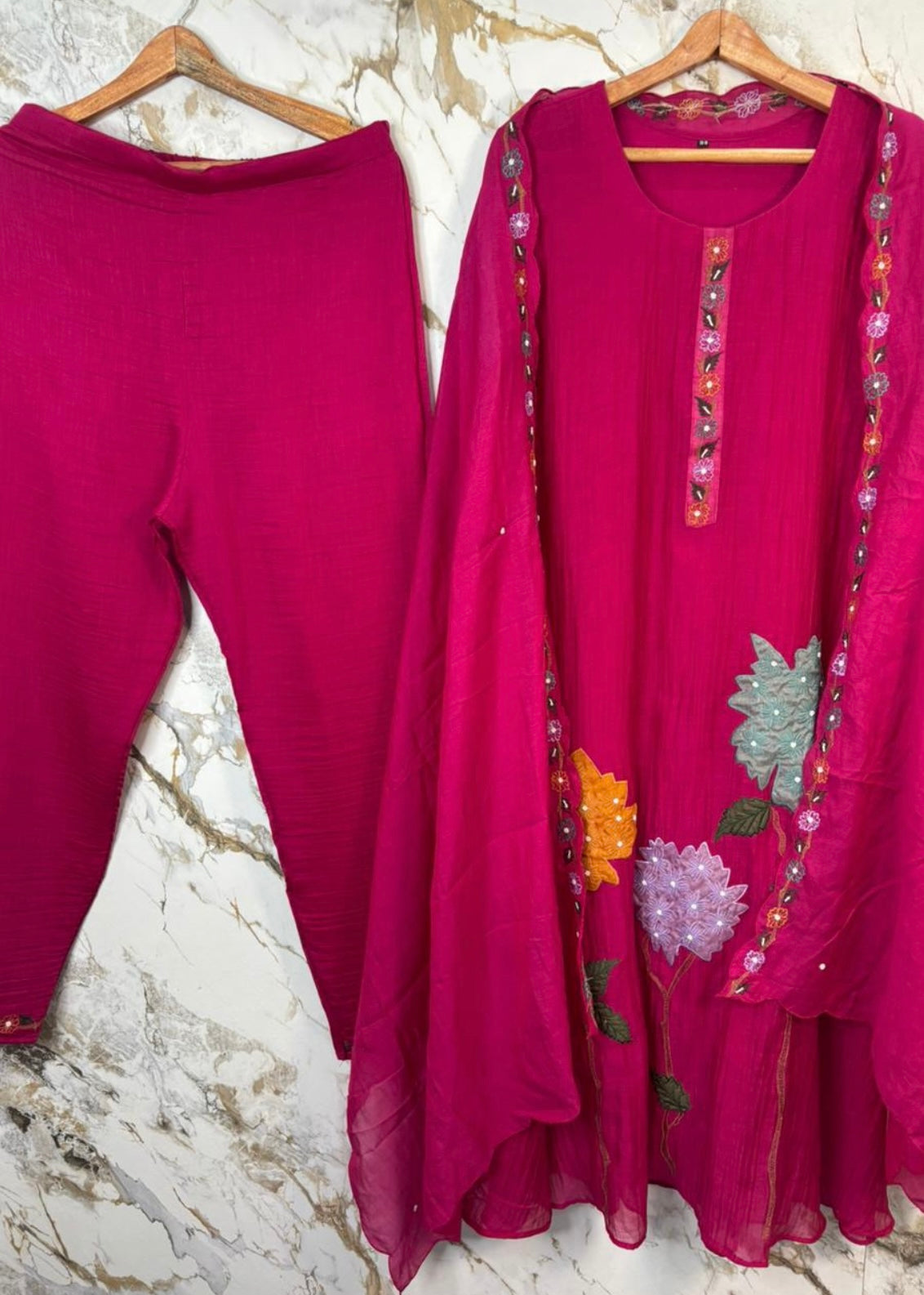 “Gulshan” Gul-E-Noor Banarsi Mul Chanderi A-Line Kurta Set