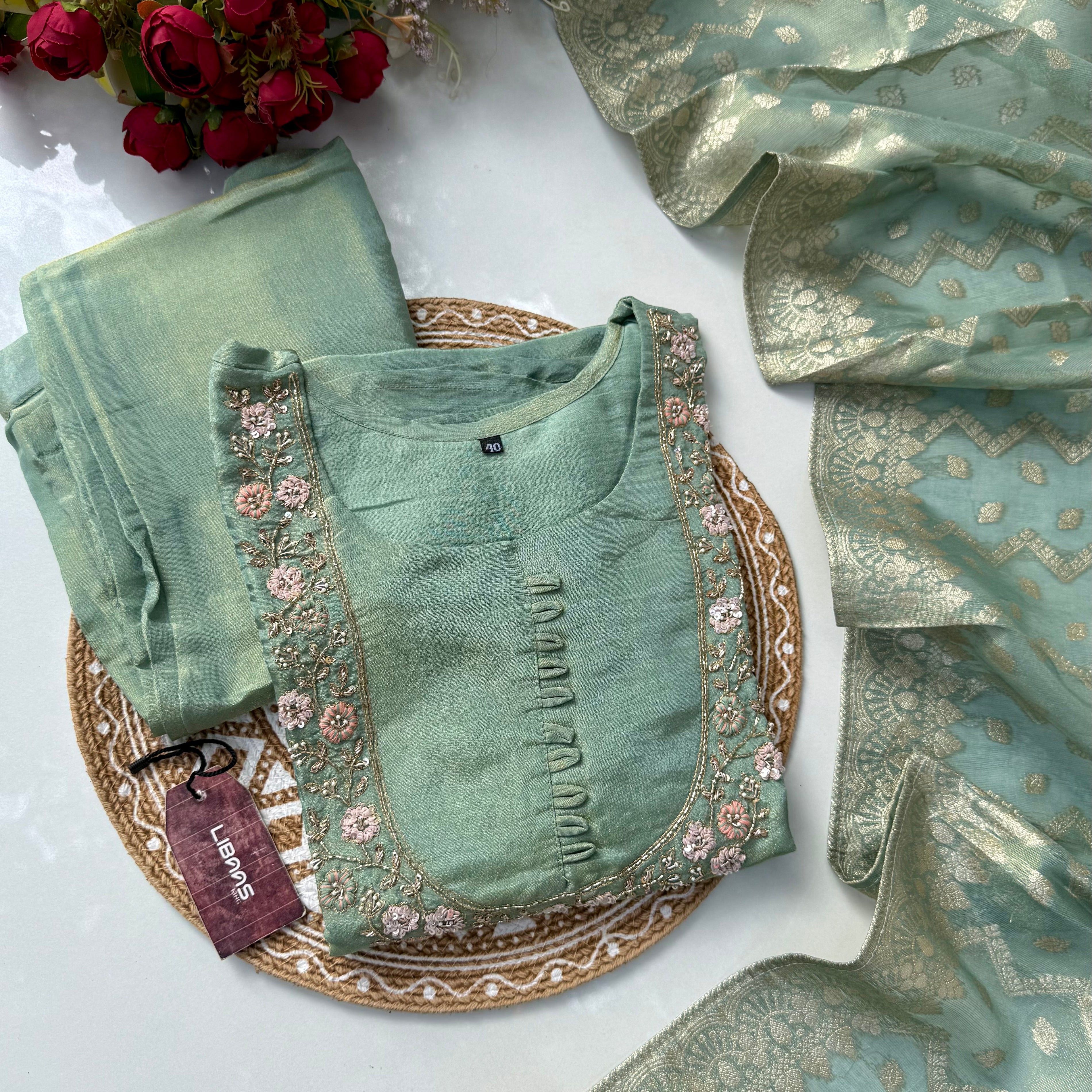 “Naayaab” Premium Tissue silk handcrafted kurta set