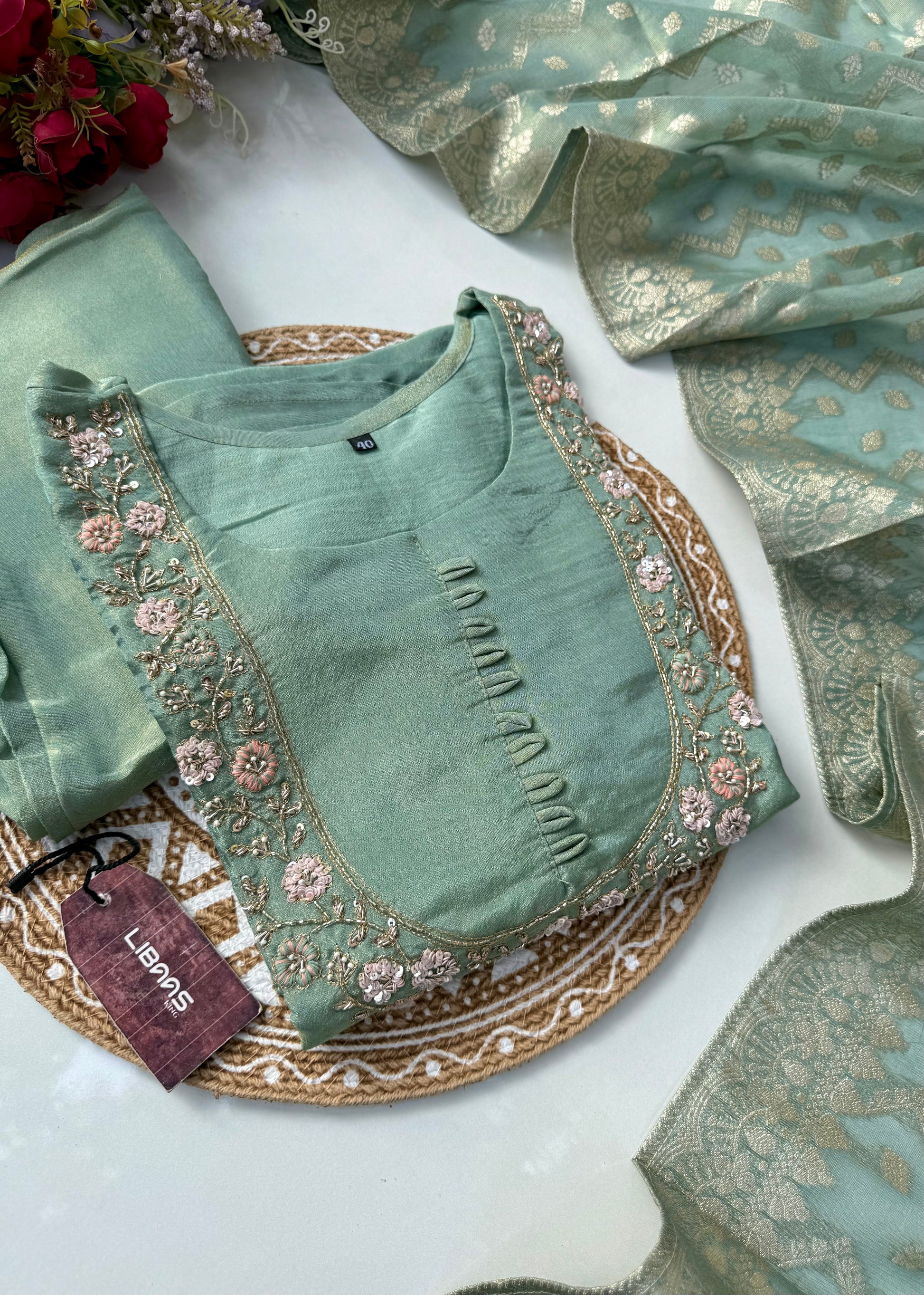 “Naayaab” Premium Tissue silk handcrafted kurta set