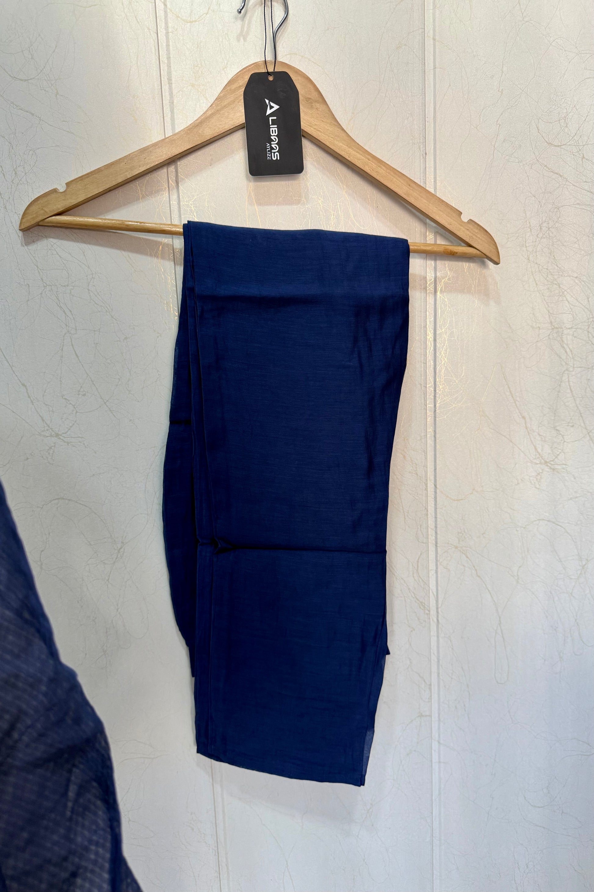 “Faraj” Navy Blue Pure Mul-Chanderi Party wear A Line suit set