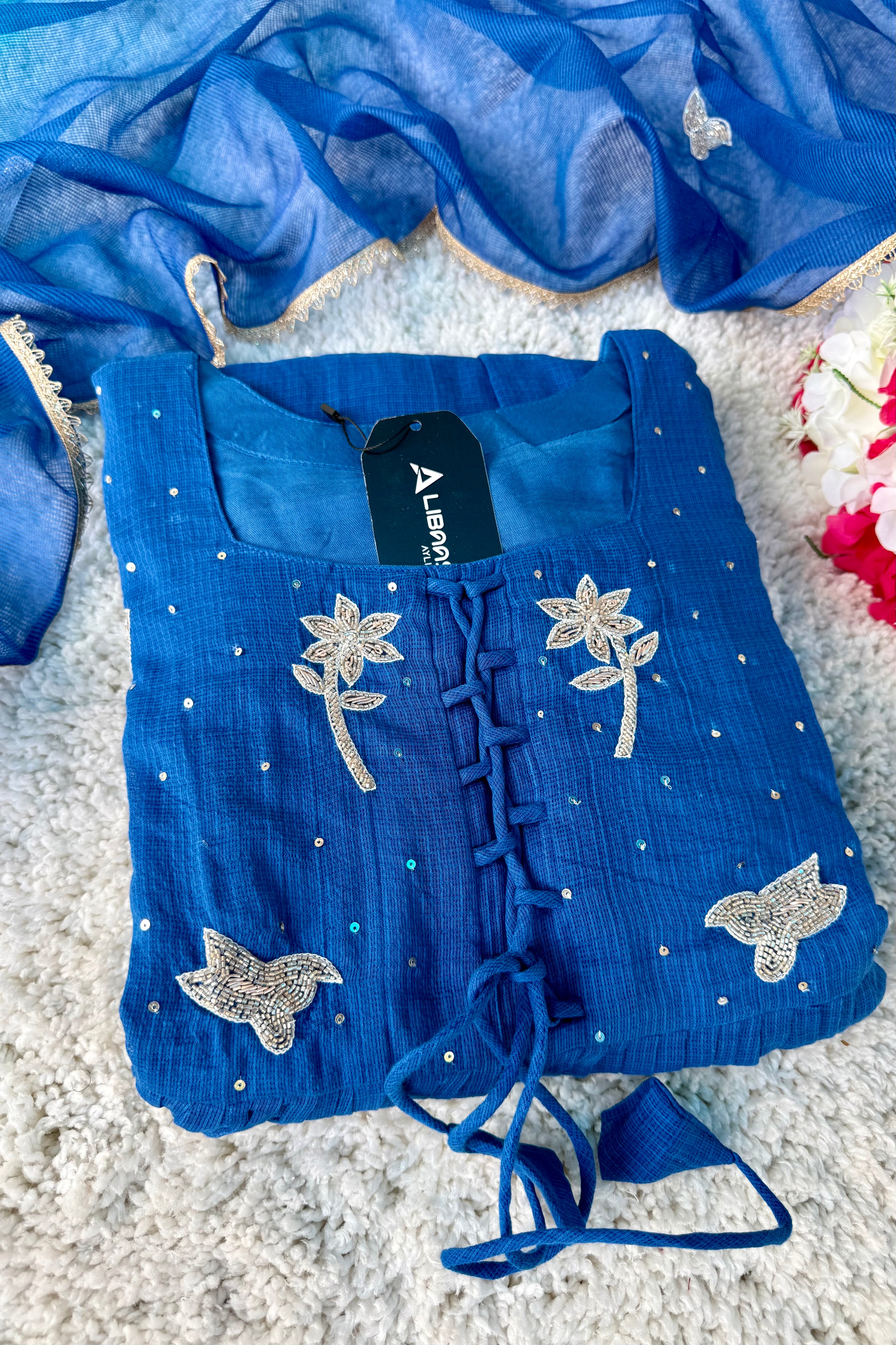 ✨AZ20 - Premium Blue Kota Anarkali Kurta set