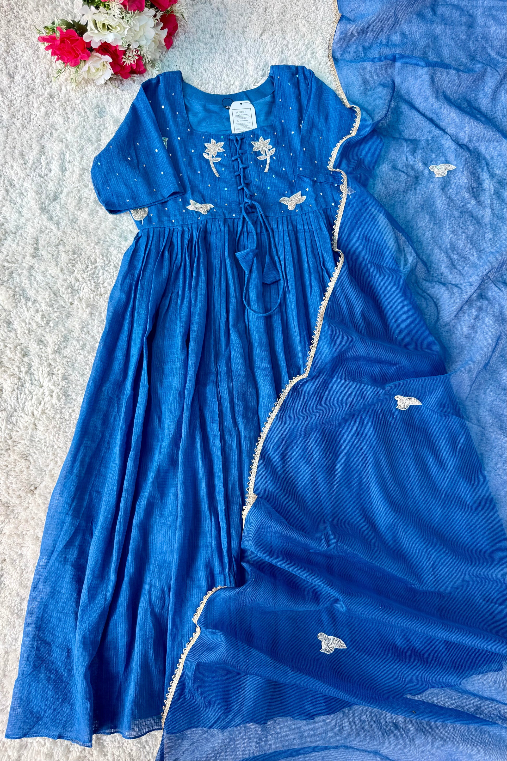 ✨AZ20 - Premium Blue Kota Anarkali Kurta set