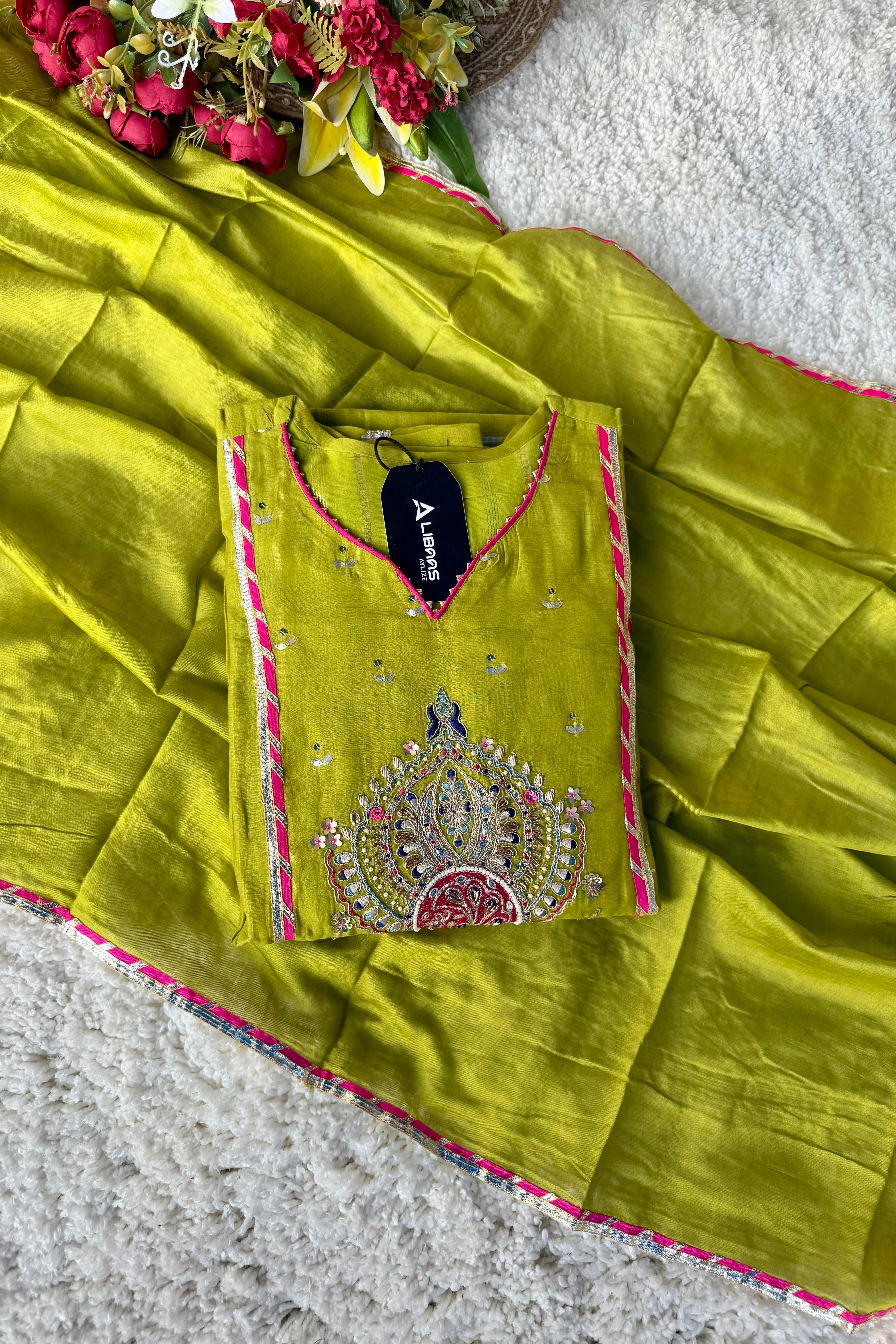 “Mehzaa” Weddings Special Mul Chanderi A-Line Anarkali Suit Set