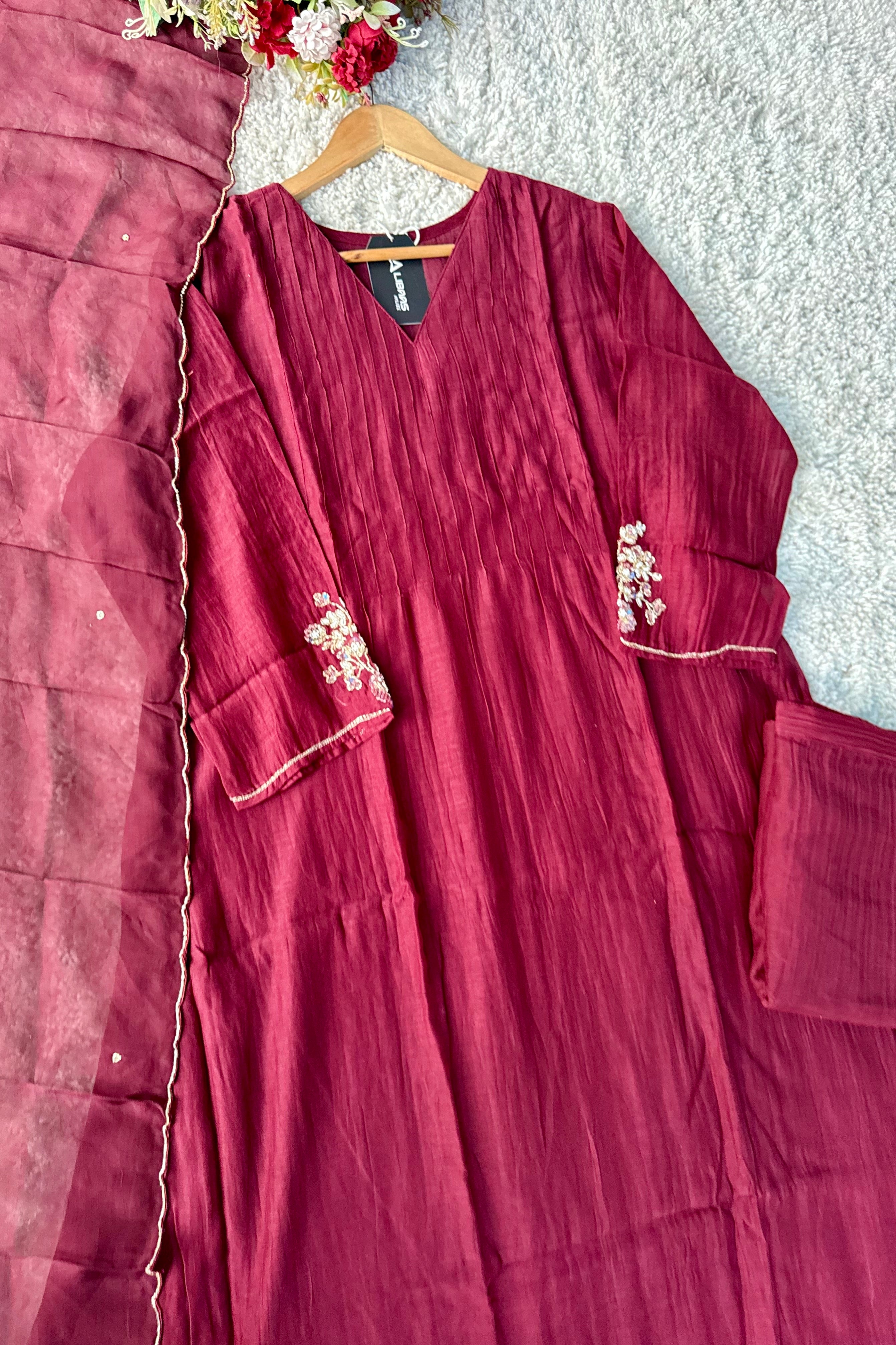 ✨”Auzan– Premium Mul Chanderi A-Line Kurta Set