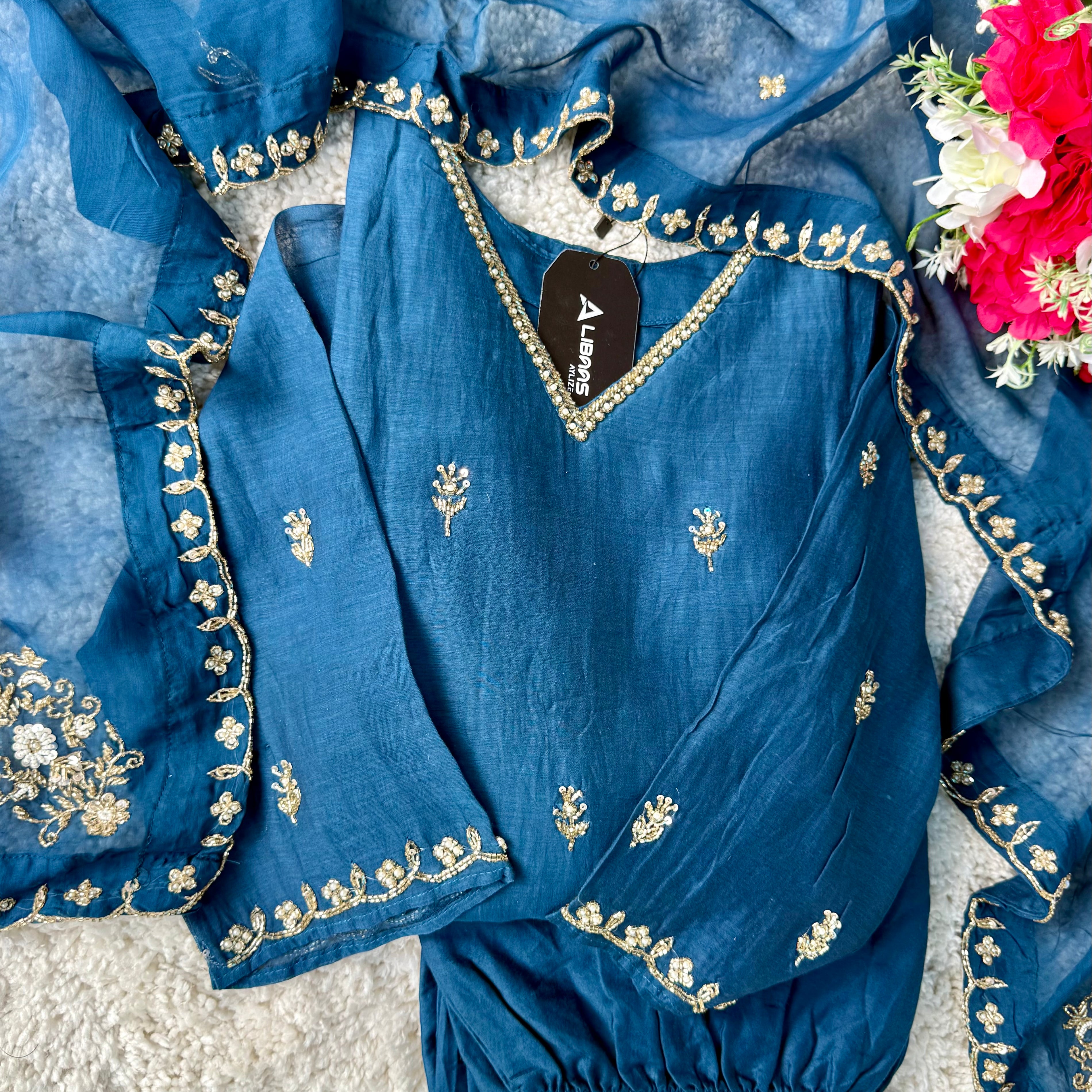 ✨”Mehar– Premium Party wear Mul Chanderi A-Line Kurta Set✨