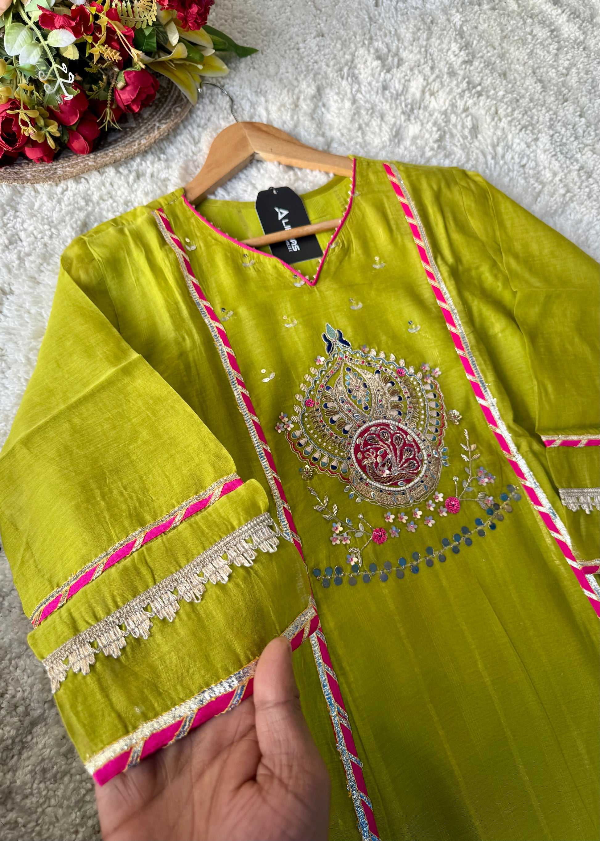 “Mehzaa” Weddings Special Mul Chanderi A-Line Anarkali Suit Set