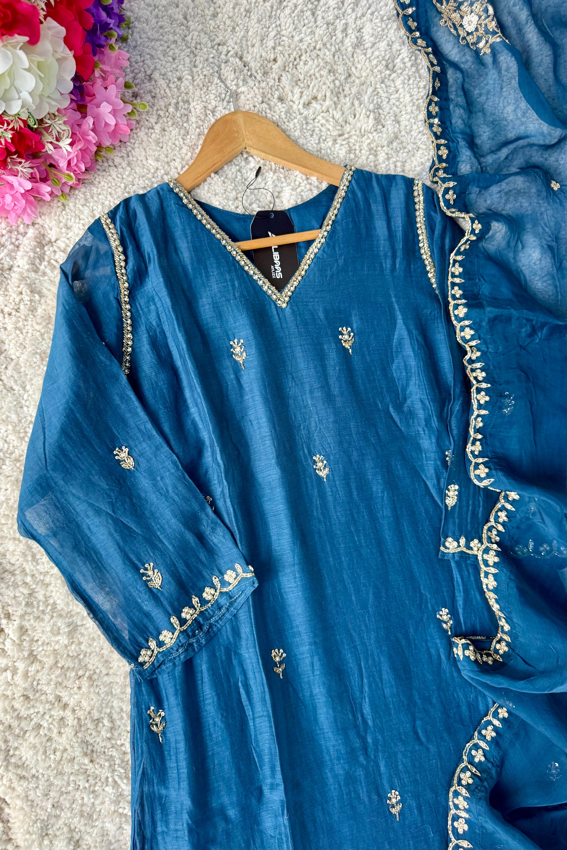 ✨”Mehar– Premium Party wear Mul Chanderi A-Line Kurta Set✨