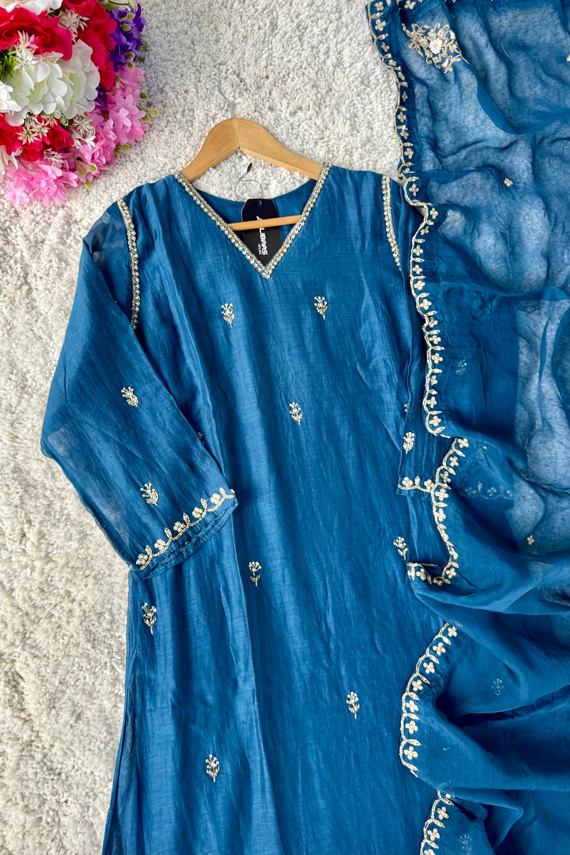 ✨”Mehar– Premium Party wear Mul Chanderi A-Line Kurta Set✨