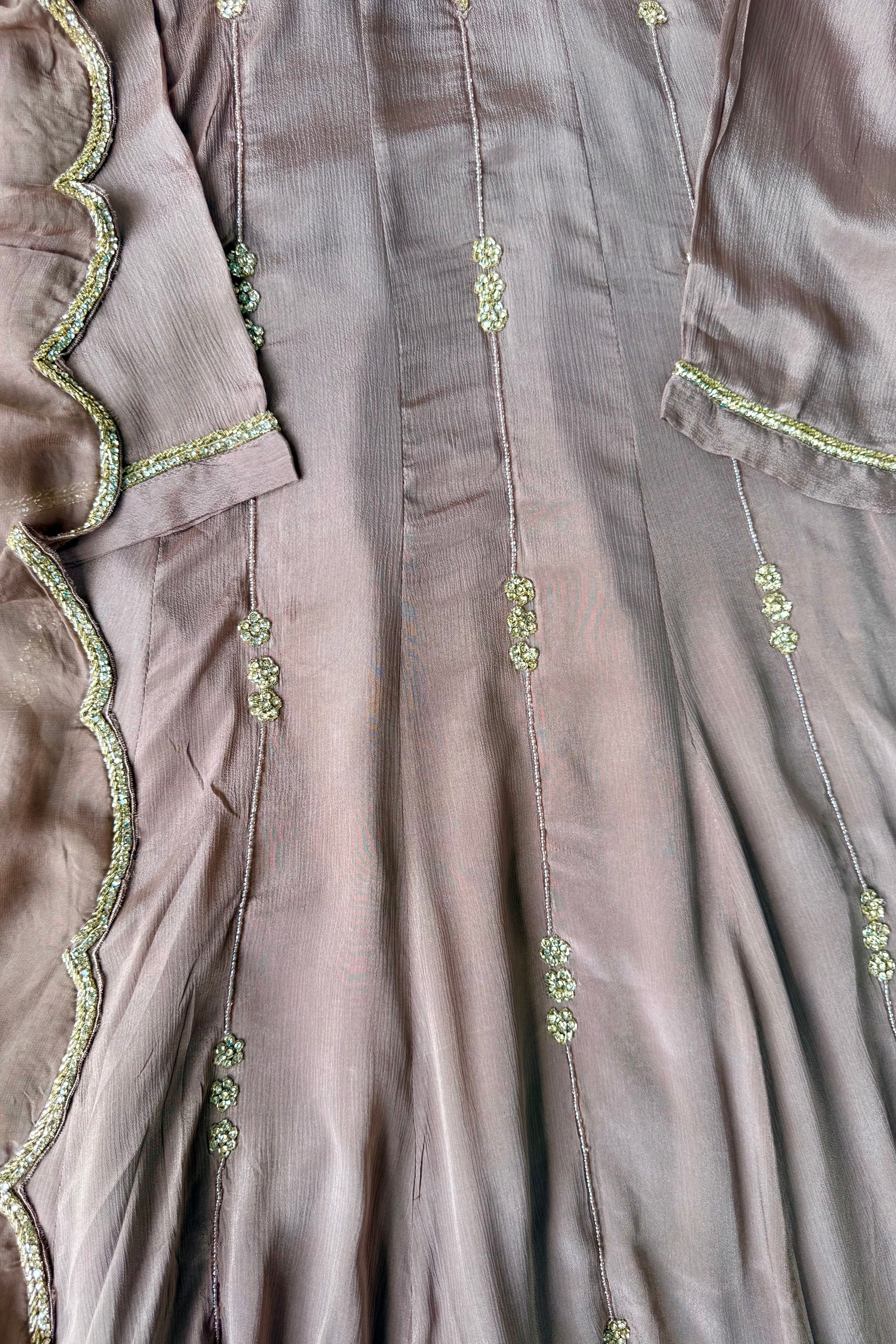 ✨Cocoa – Premium Dusty Cocoa Taupe Chinnon Anarkali suit