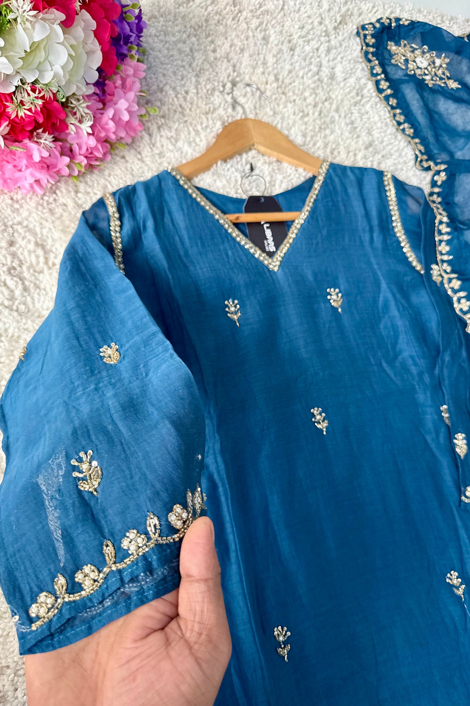 ✨”Mehar– Premium Party wear Mul Chanderi A-Line Kurta Set✨