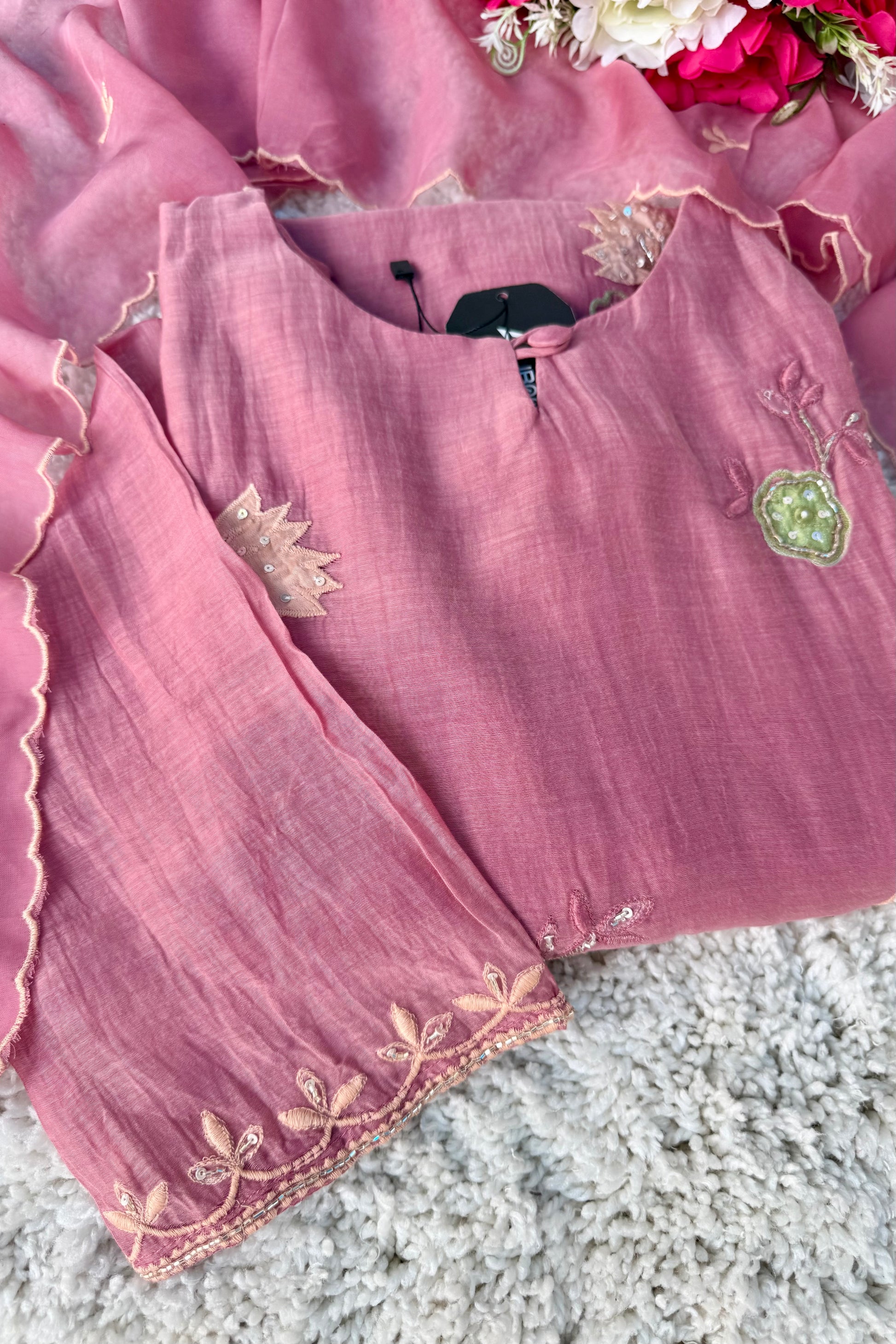 🛍️”Quinn – Premium Mul Chanderi Embroidered A Line Kurta Set