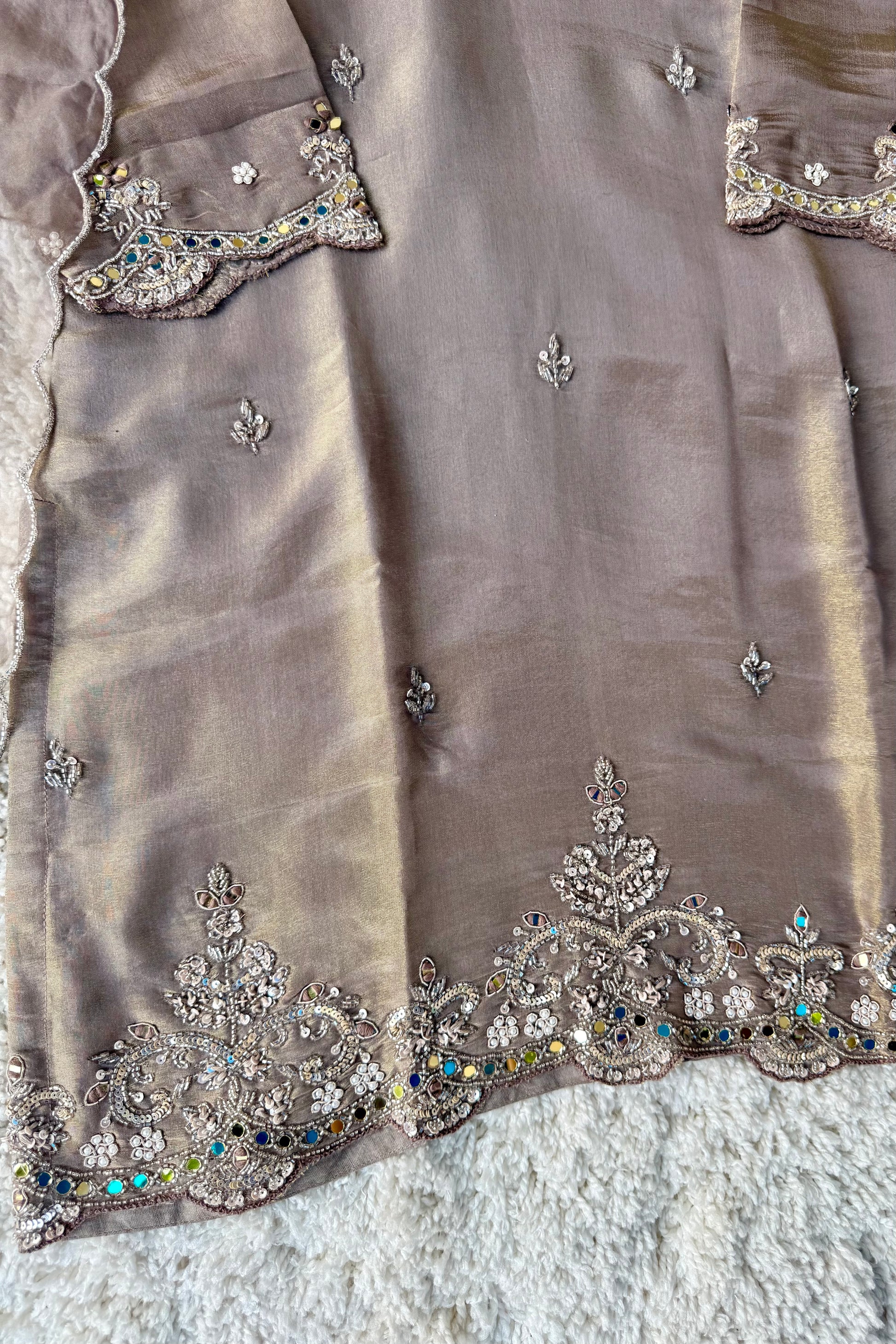 ✨Az002- Champagne Gold Tissue Divider Sharara Suit