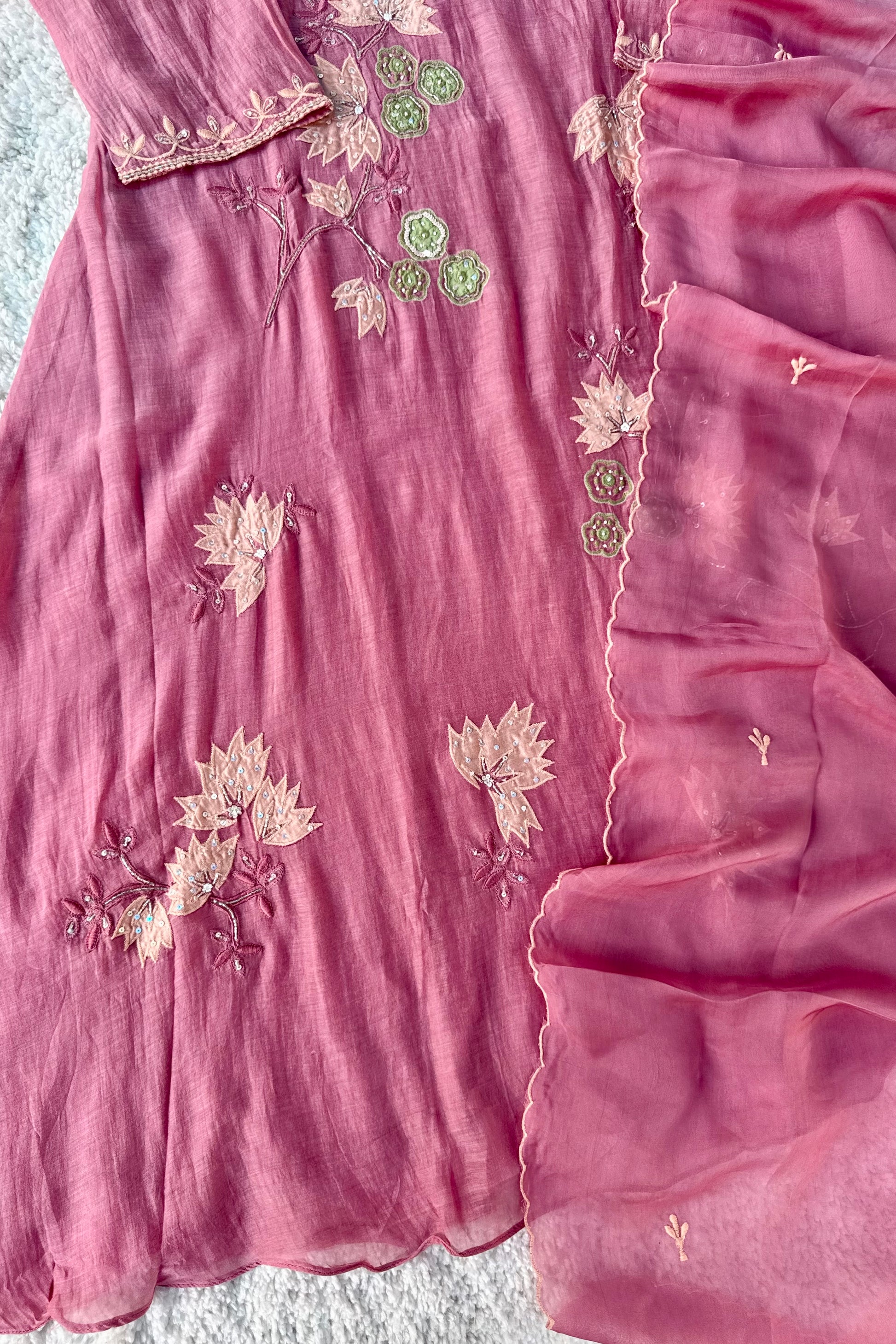 🛍️”Quinn – Premium Mul Chanderi Embroidered A Line Kurta Set