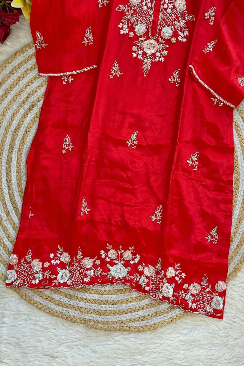 “CASANO” Premium chinnon heavy handwork sharara set